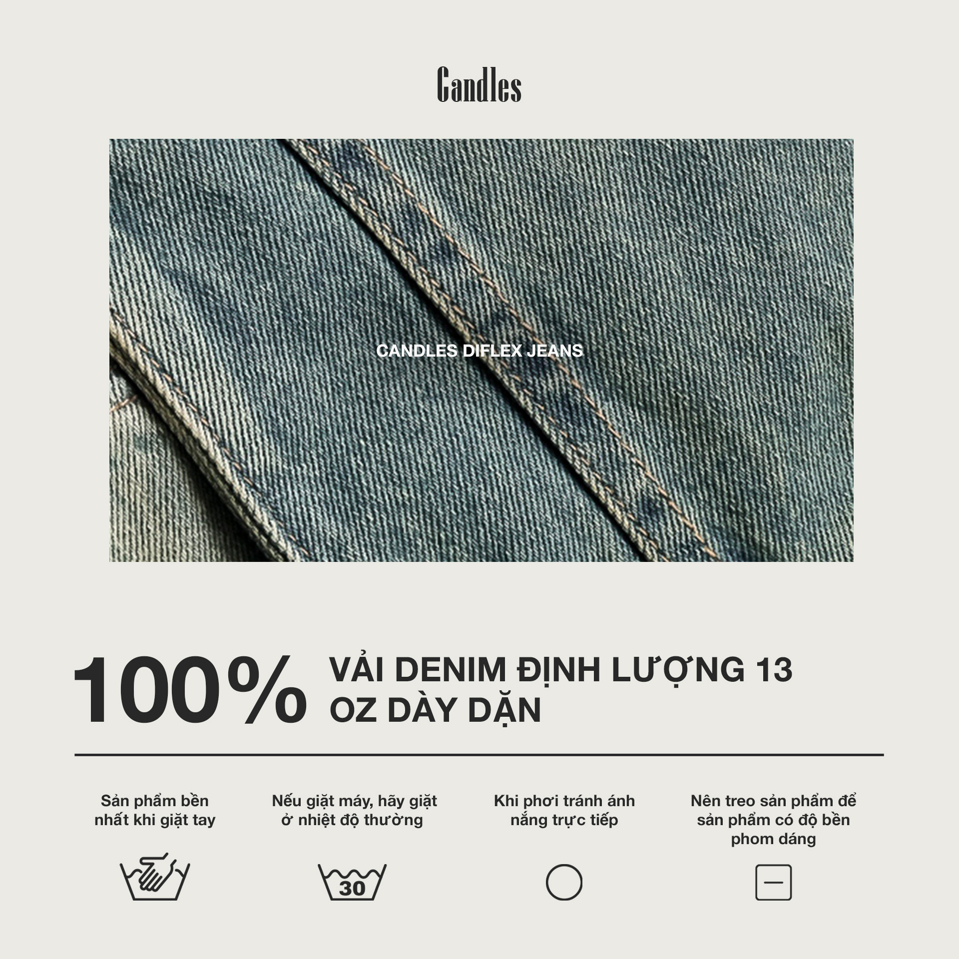 Mô tả Quần Jeans Candles Diflex Straight Unisex - 2