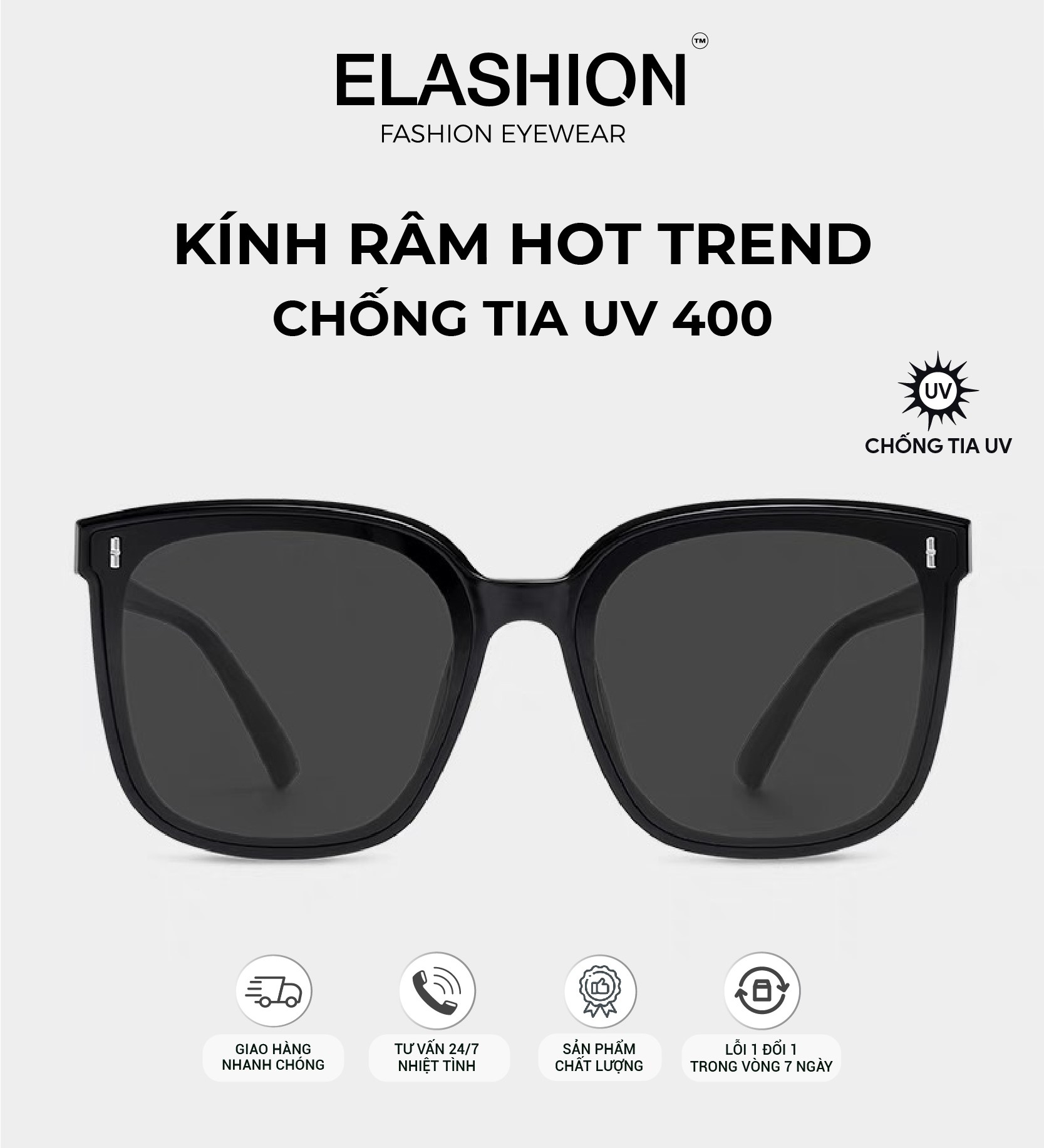 Kính râm ELASHION chất liệu TR90 chống tia UV chống nắng gắt, bảo vệ ...