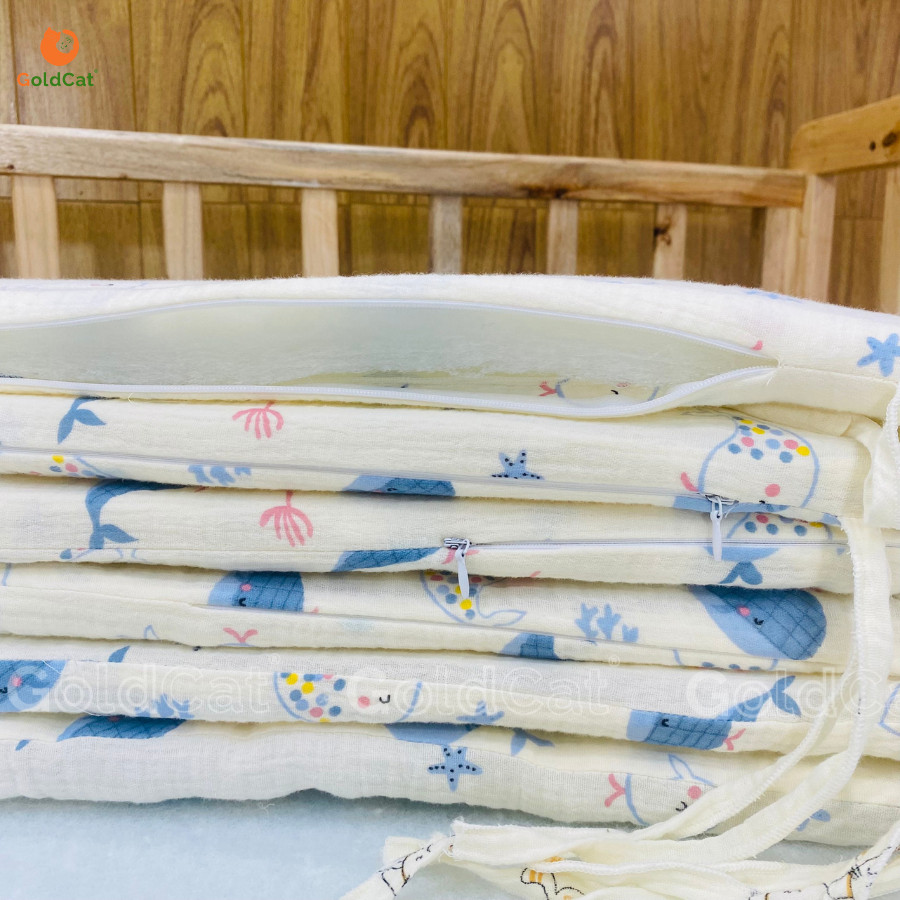 Mô tả Quây Giường Cũi Ghép 3 Mặt GOLDCAT Bao Gồm Ruột Bông Và Vỏ Chất Vải Cotton Mềm Mát, Cắt May Theo Yêu Cầu - 1