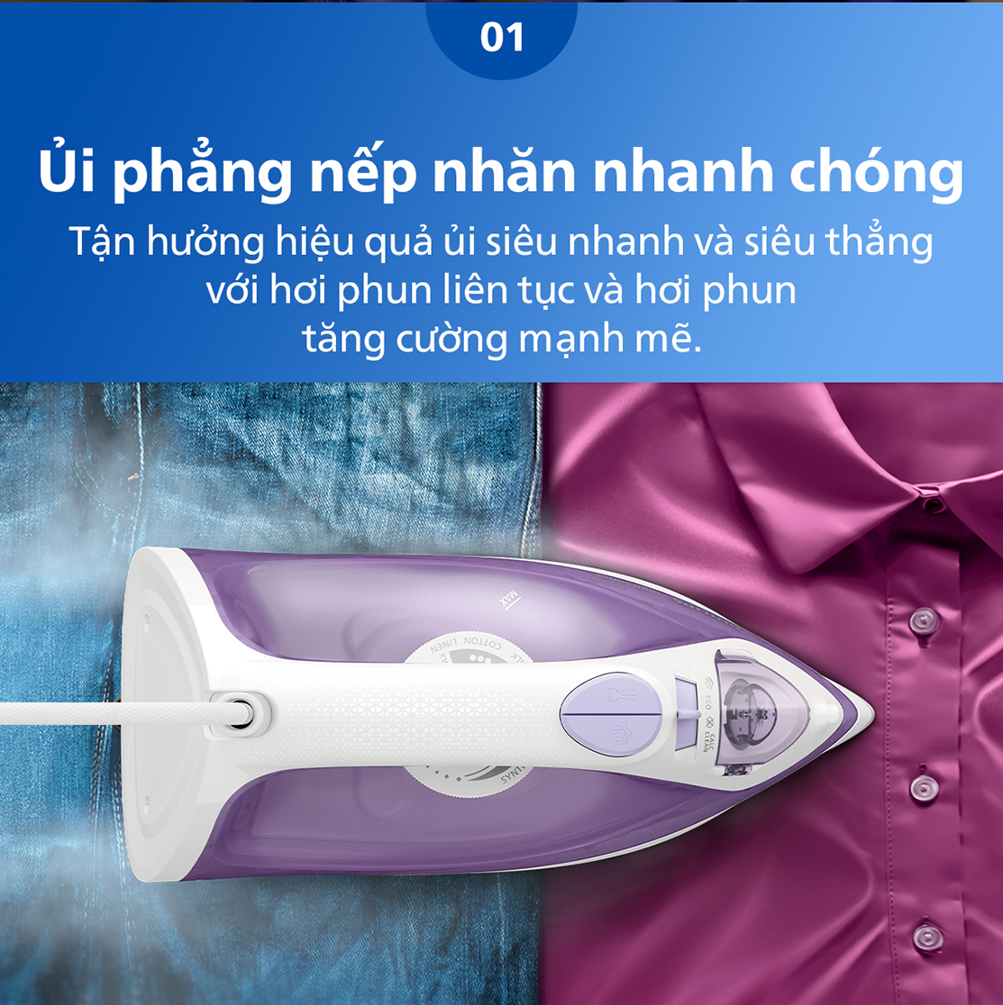 Mô tả BÀN ỦI HƠI NƯỚC Philips DST1040/30 | 2000W | mặt đế chống dính - Hàng Chính Hãng - 3