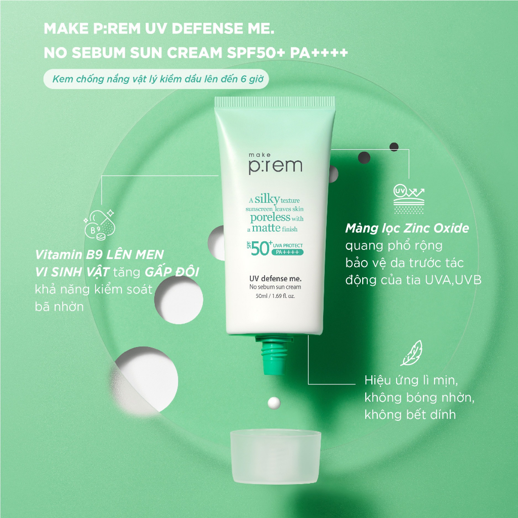 Mô tả Kem Chống Nắng Vật Lý Make Prem UV Sun Cream Make P:rem SPF 50+ PA++++ 50ml - 5