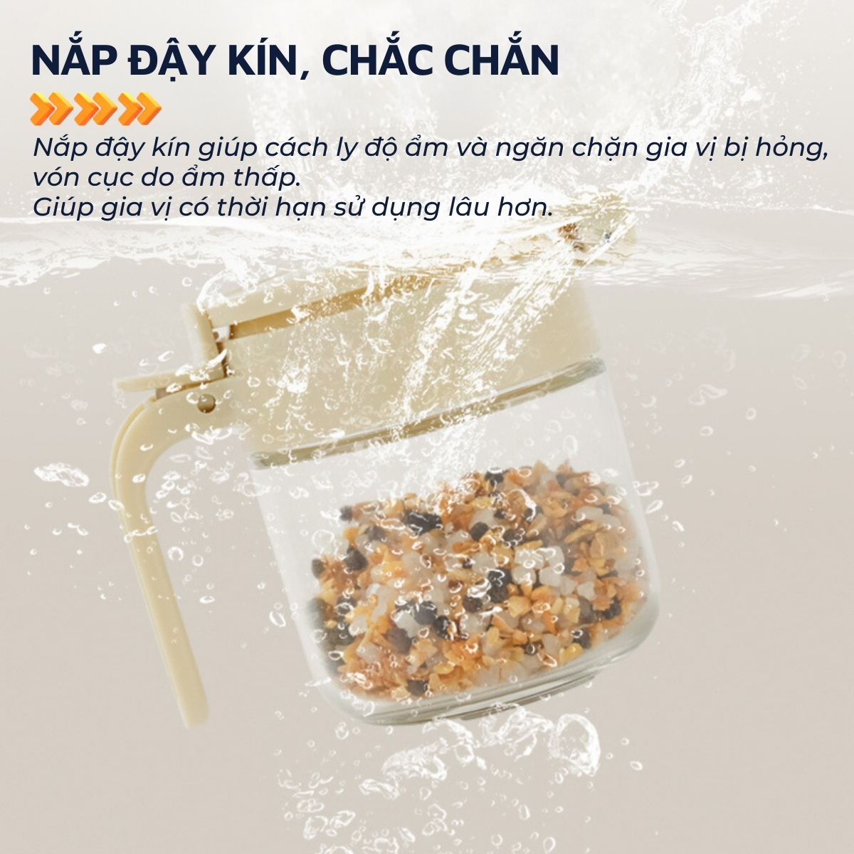 Mô tả Lọ đựng gia vị, hũ đựng gia vị thủy tinh và nhựa PP DandiHome có thìa thông minh - 7