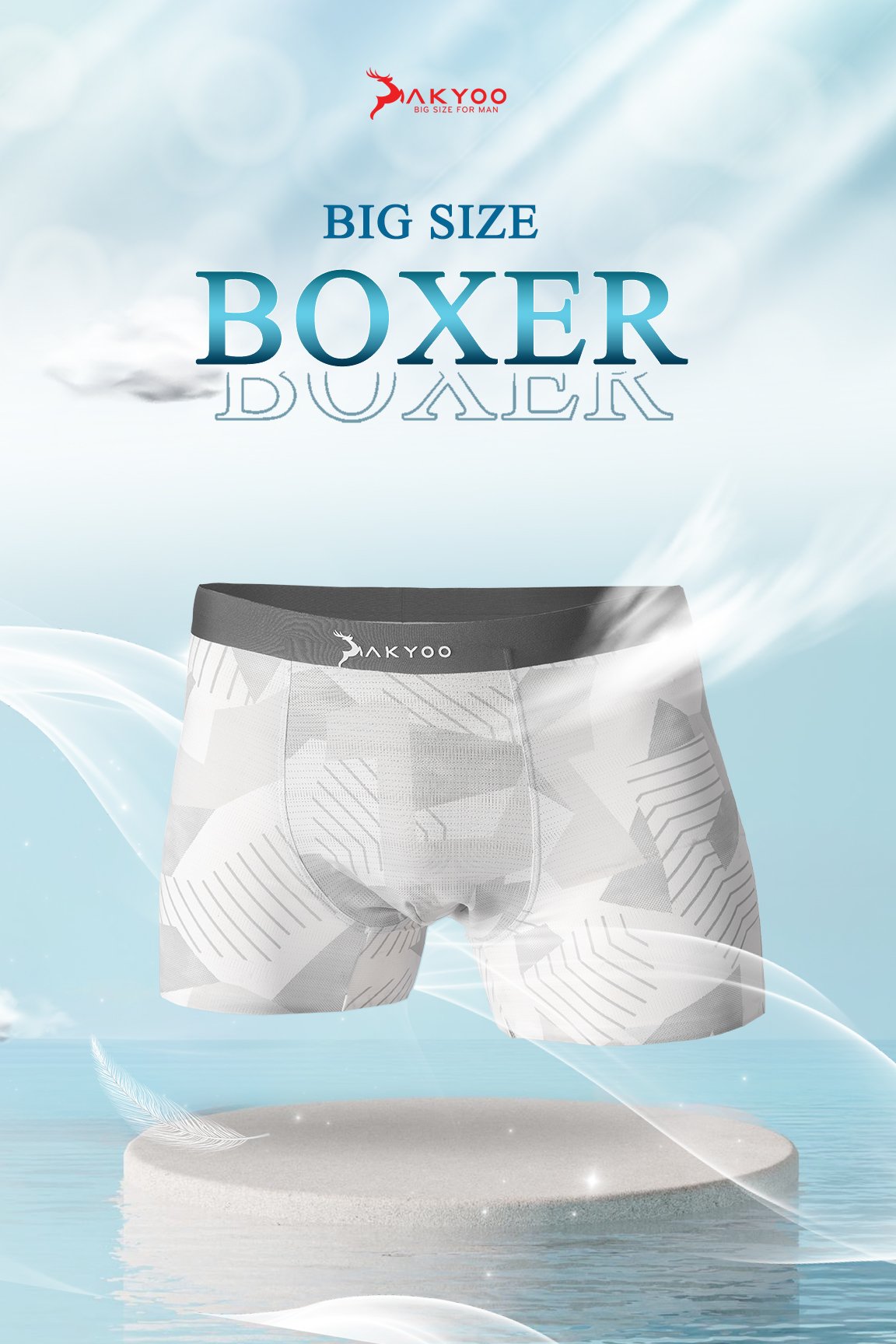 Mô tả Quần Lót Nam Boxer Bigsize Size Hoạ Tiết XL Đến 6XL AKYOO ,Mỏng Nhẹ Co Giãn Thoải Mái Thông Thoáng - 1