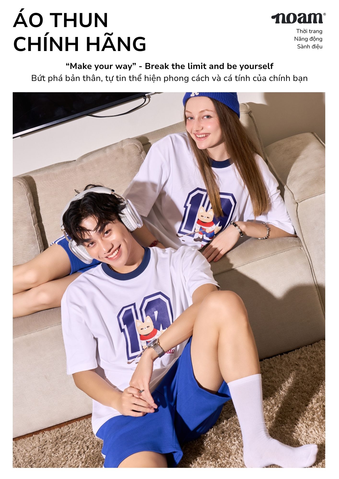 Mô tả Áo thun Form rộng NOAM Ice Hockey Player Unisex 100% Cotton - Màu trắng - 1
