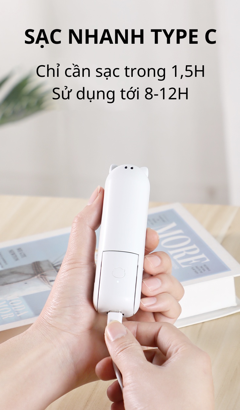 Quạt mini tích điện cầm tay Kaidoko icaros SH09 3 cấp độ gió mát sạc dự ...