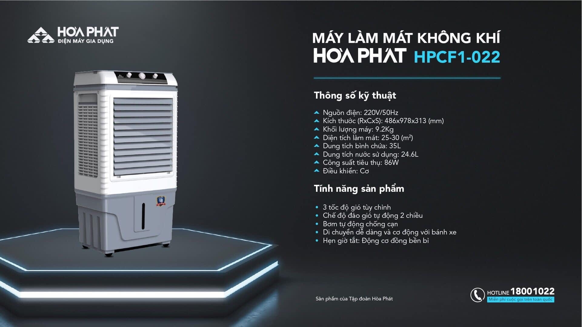 Mô tả - Máy làm mát không khí Hòa Phát HPCF1-022/HPCF1-026NB (dùng cho phòng 25m² -30m²)-Bảo hành 18 tháng - 3