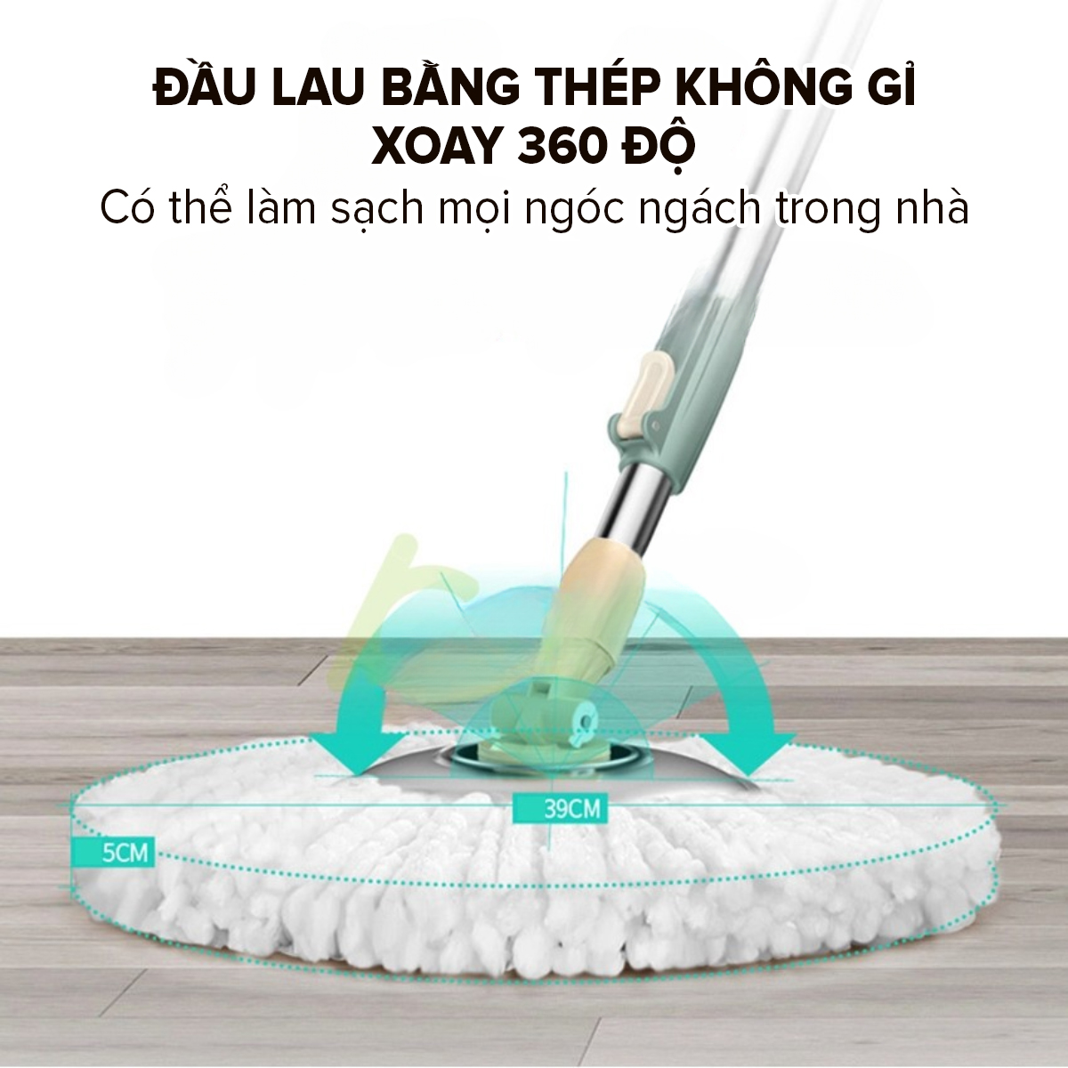 Bộ thùng lau nhà Samono BCT704 với bánh xe và quai kéo