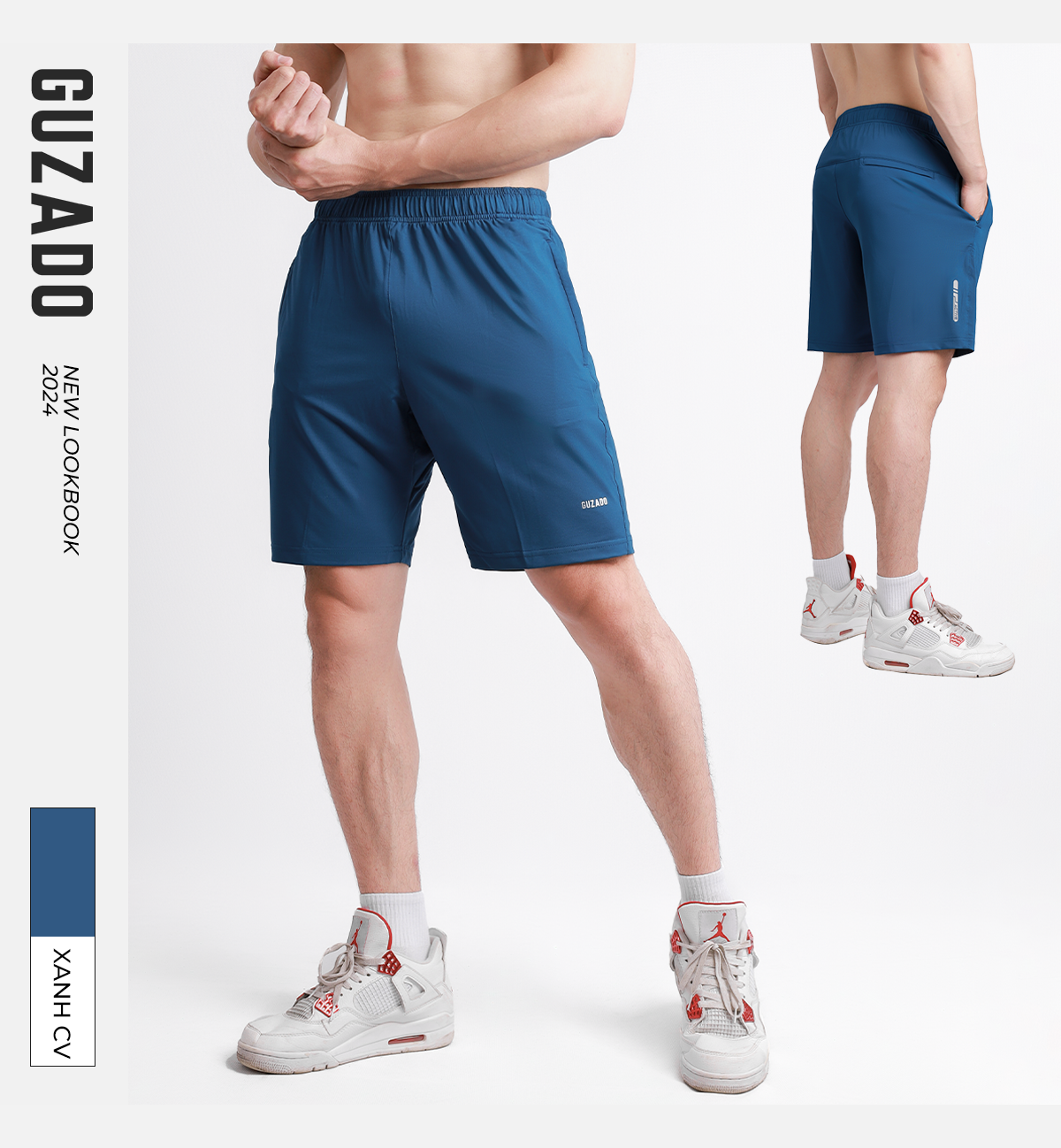Mô tả Quần đùi nam Guzado mẫu short vải thun lạnh SIÊU CO GIÃN,thoáng mát vận động thoải mái GSR02 - 9