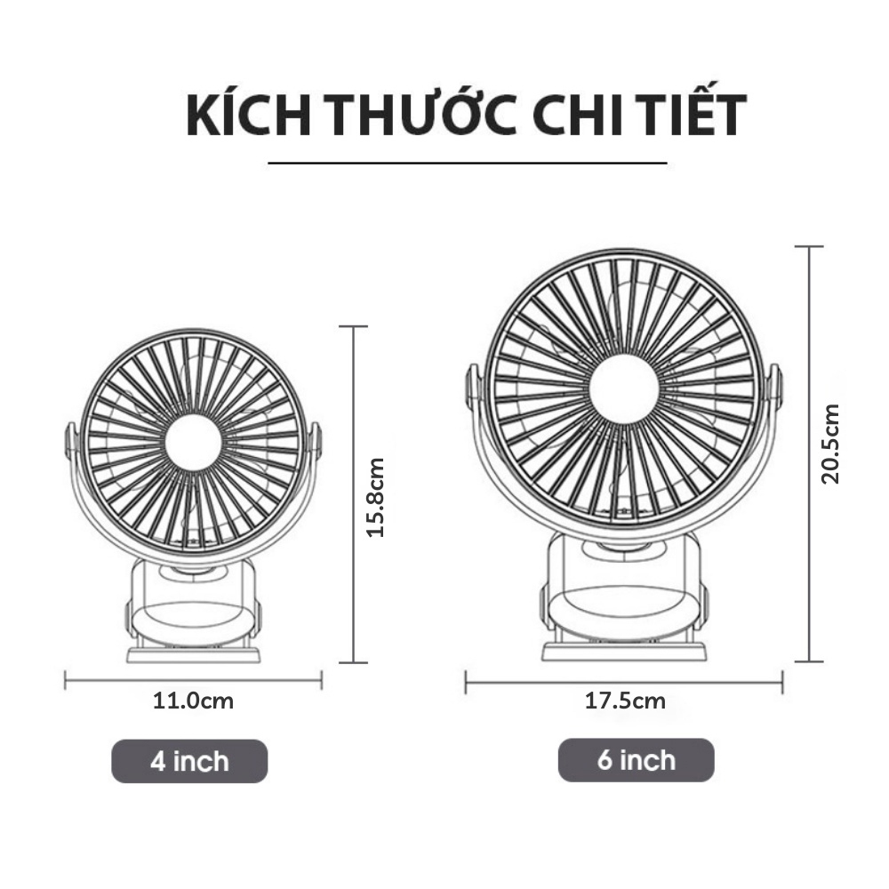 Quạt kẹp bàn mini tích điện Kaidoko icaros SH14 điều chỉnh linh hoạt ...