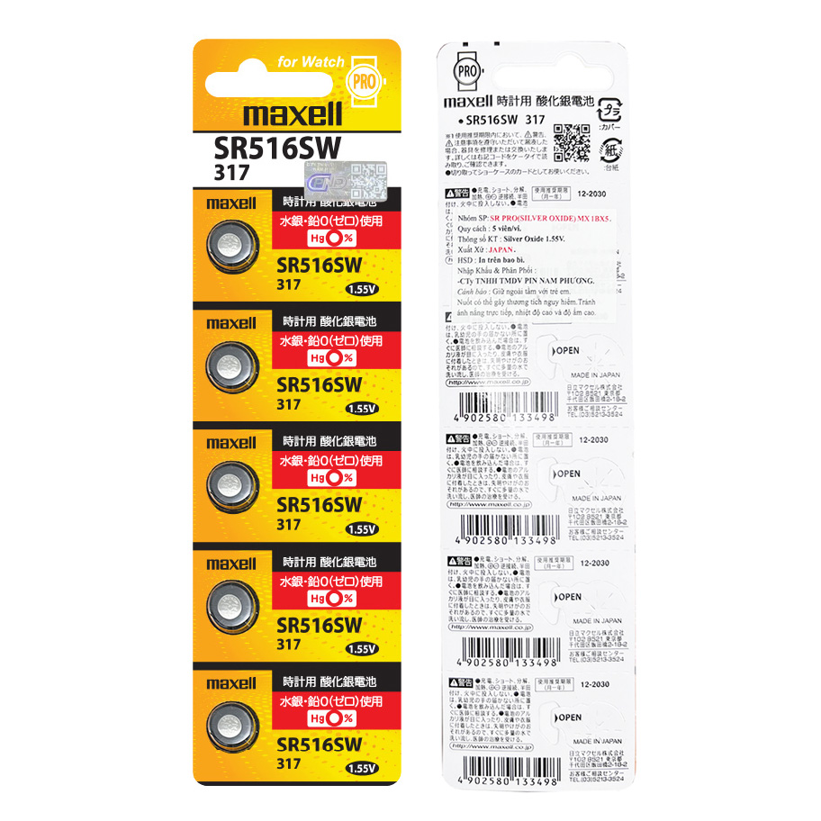 Pin Maxell 317 SR516SW dành cho đồng hồ dùng pin 317/ SR516SW/ V317 ...