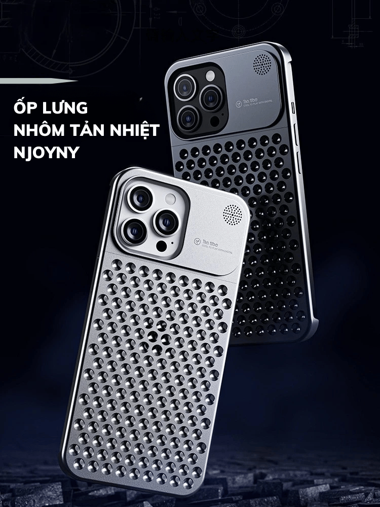 Mô tả Ốp Lưng iphone Nhôm Tản Nhiệt NJOYNY Không Viền Chống Trầy Xước Cho iphone 14 Pro Max/ 15 Pro Max - 1