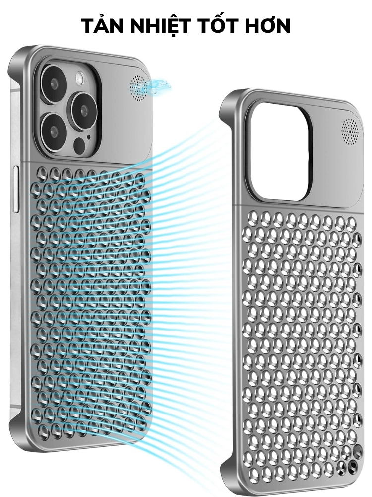 Mô tả Ốp Lưng iphone Nhôm Tản Nhiệt NJOYNY Không Viền Chống Trầy Xước Cho iphone 14 Pro Max/ 15 Pro Max - 2