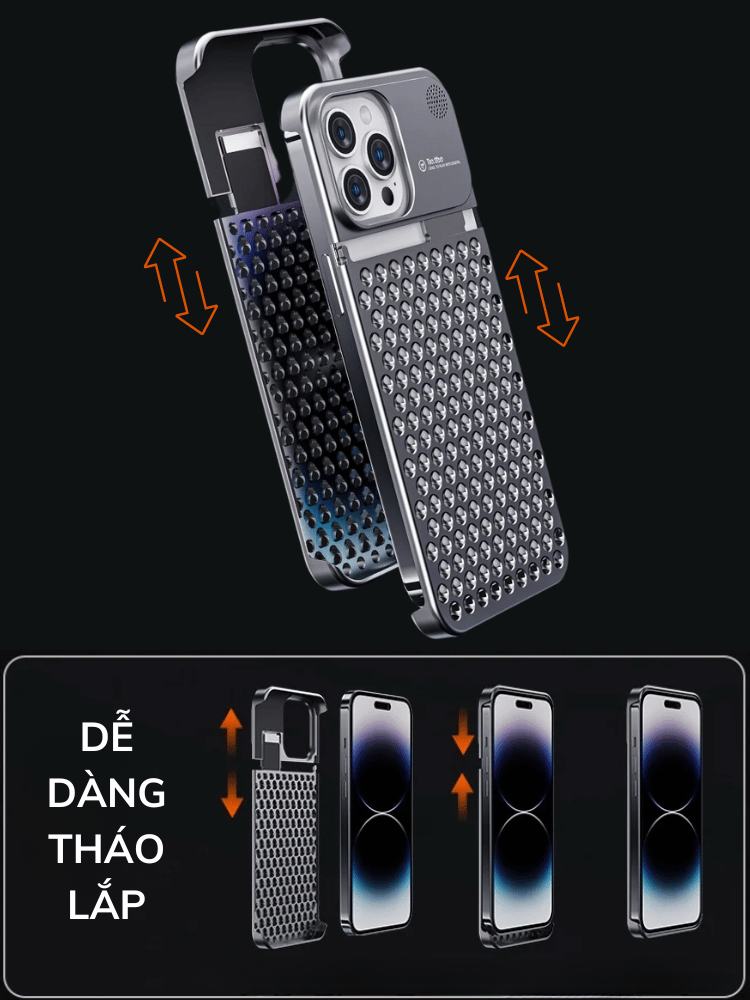 Mô tả Ốp Lưng iphone Nhôm Tản Nhiệt NJOYNY Không Viền Chống Trầy Xước Cho iphone 14 Pro Max/ 15 Pro Max - 6