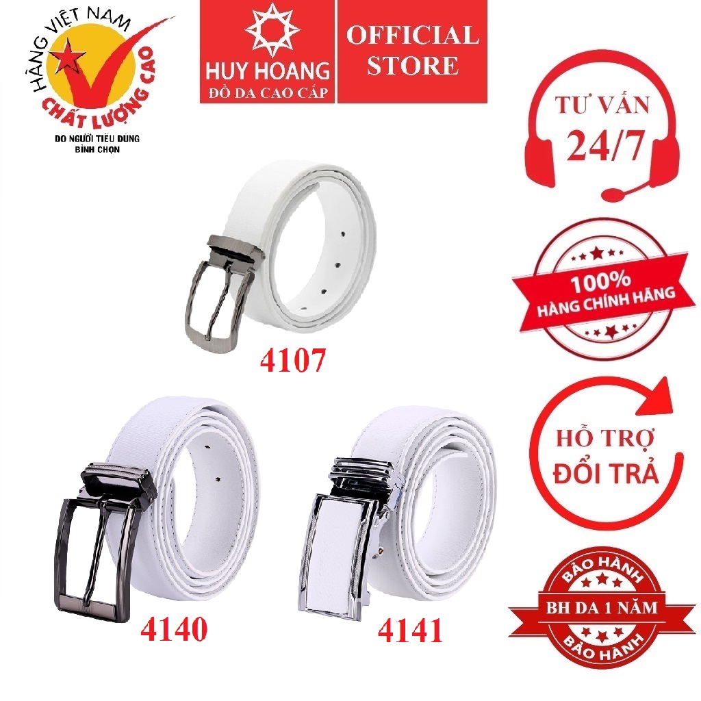 Mô tả Dây nịt nam Huy Hoàng da bò nhiều loại màu trắng HP4107-40-41 - 1