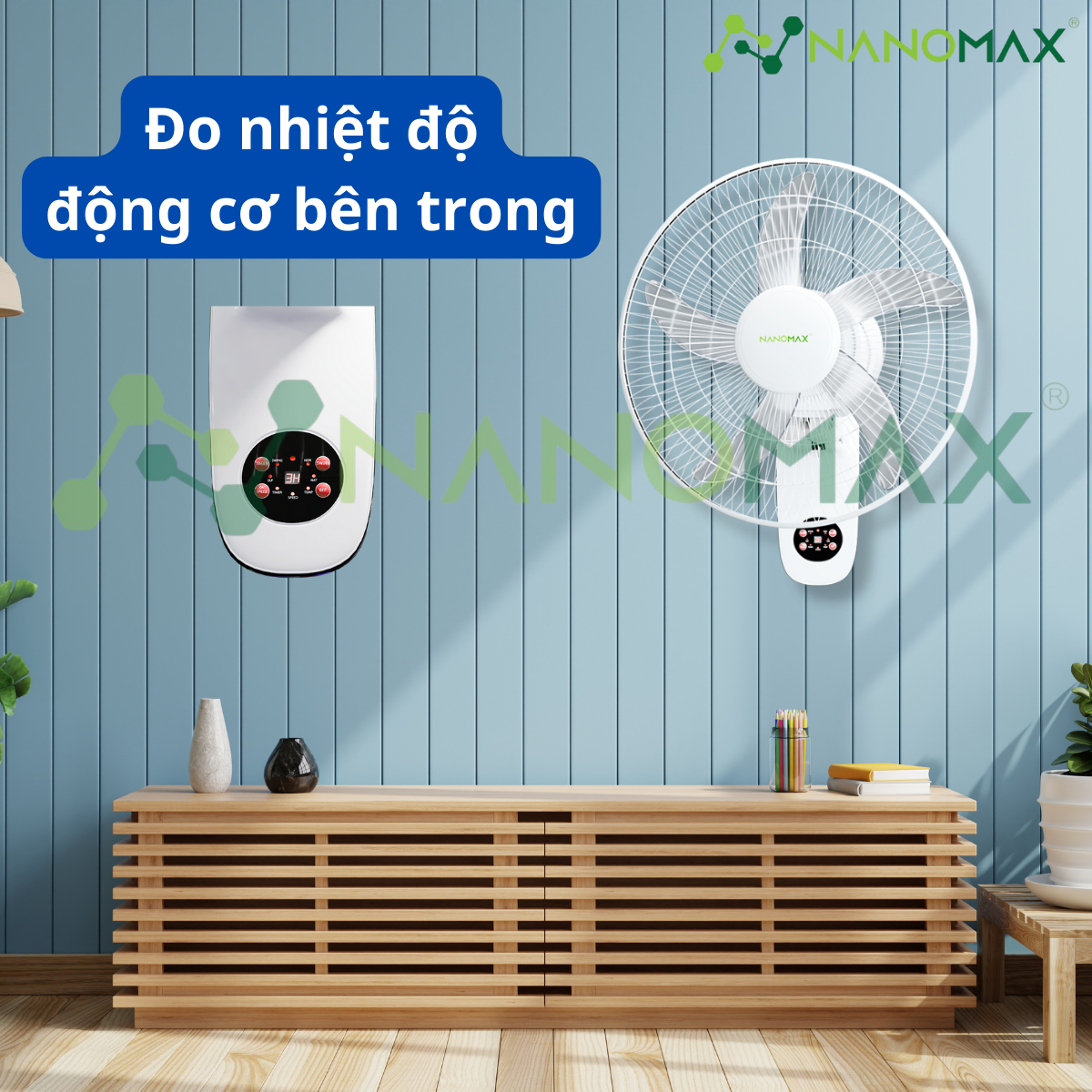 Mô tả Quạt Treo Tường NANOMAX QN-06 Size Lớn 18 Inches Điều Khiển Từ Xa, Đo Nhiệt Độ Bên Trong Máy - 7