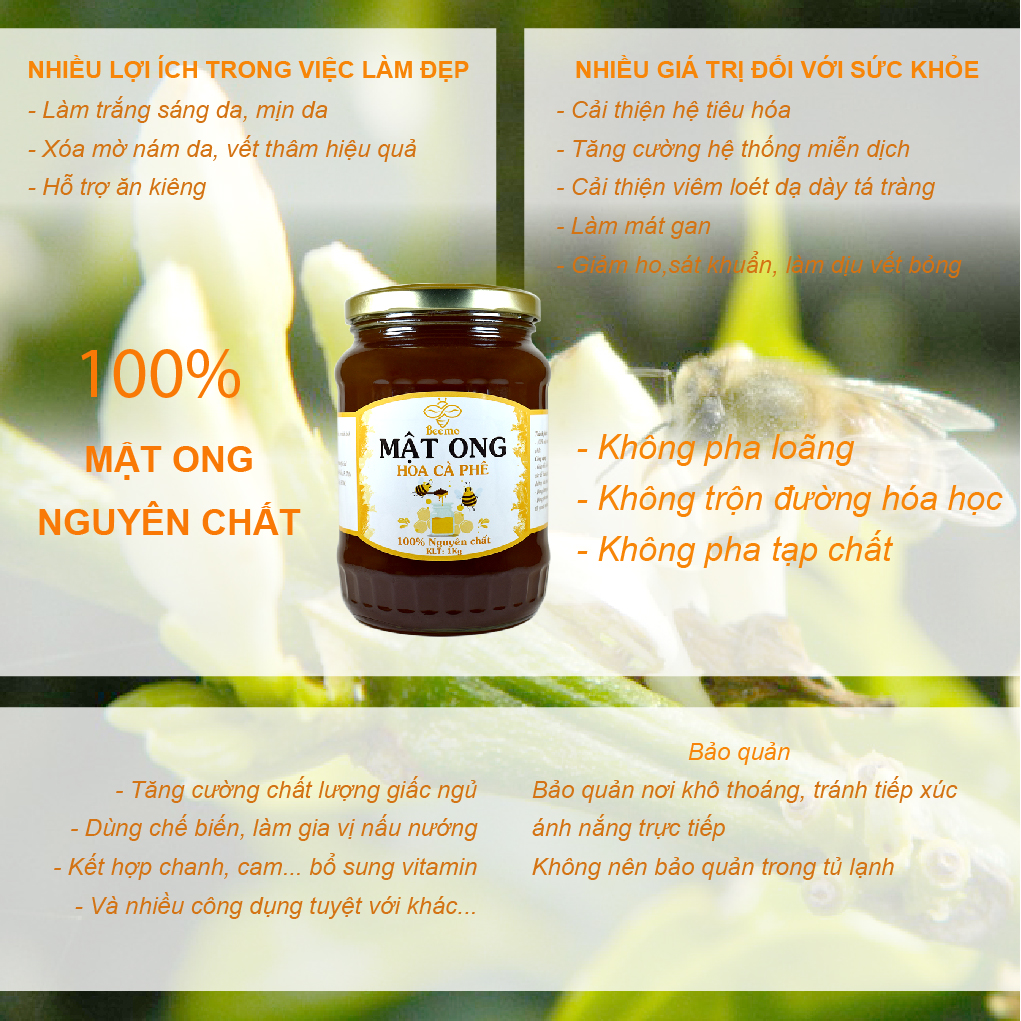 Mô tả Combo Tinh bột nghệ 500g + Mật ong hoa cà phê 1kg - Nguyên chất Beemo - 4