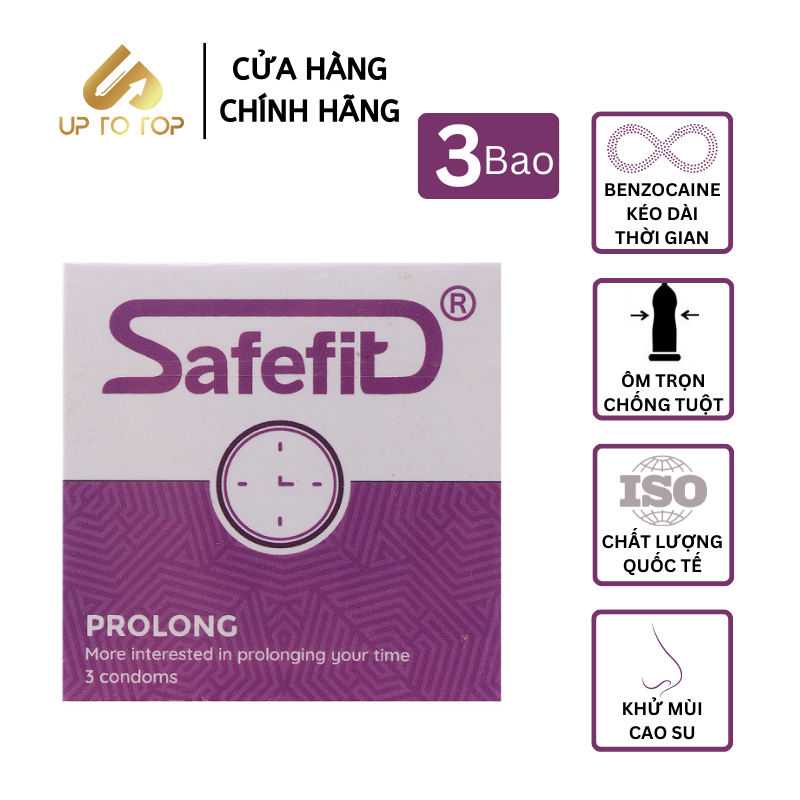 Mô tả Bao Cao Su SAFEFIT PROLONG Kéo Dài Thời Gian Ôm Trọn Hộp 3 Bao - 1