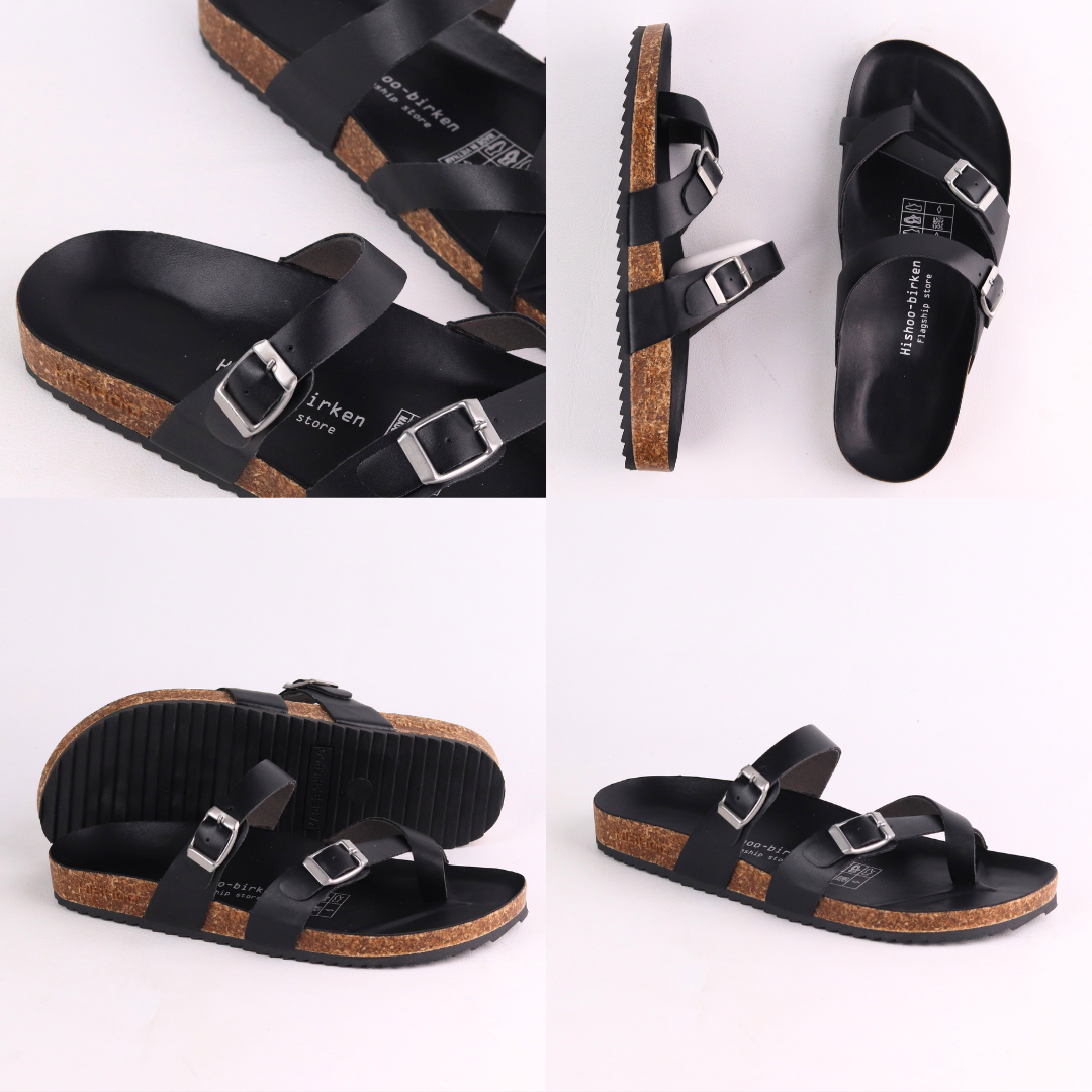 Mô tả Dép Đế Trấu Nam Nữ Birken Xỏ Ngón Da Tổng Hợp Công Sở Văn Phòng Đi Chơi giày sandal Hishoo ulzzang S098 - 7