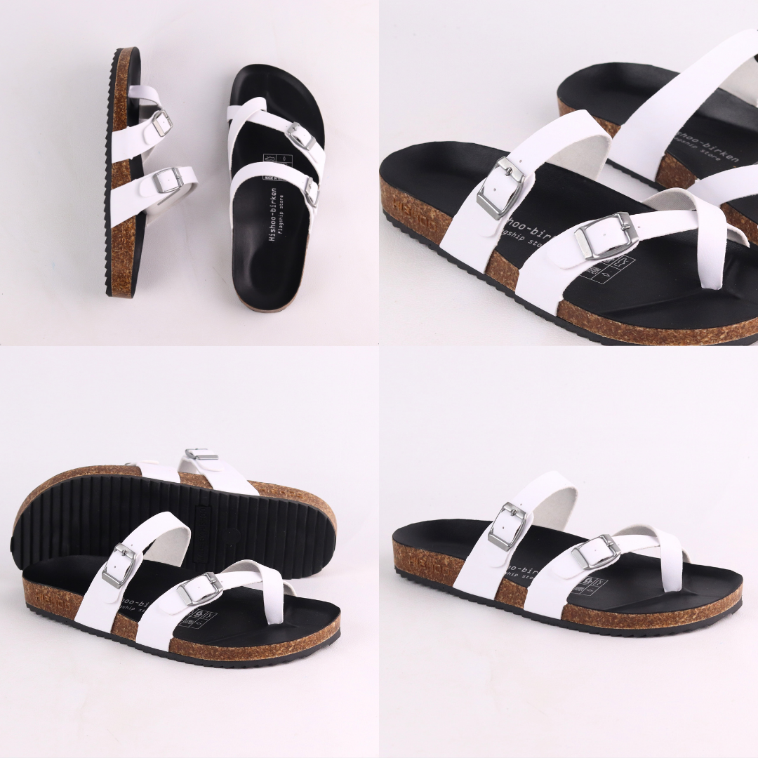 Mô tả Dép Đế Trấu Nam Nữ Birken Xỏ Ngón Da Tổng Hợp Công Sở Văn Phòng Đi Chơi giày sandal Hishoo ulzzang S098 - 8
