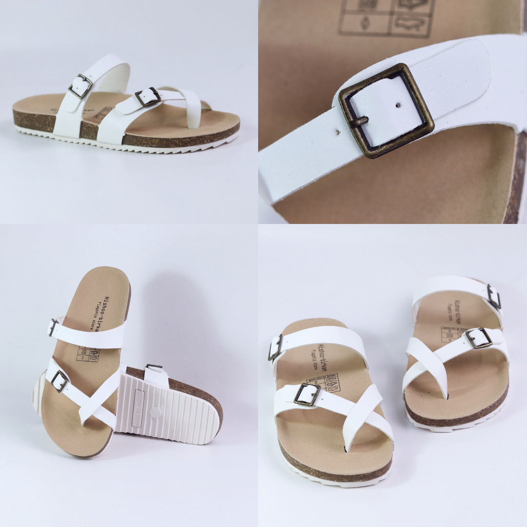 Mô tả Dép Đế Trấu Nam Nữ Birken Xỏ Ngón Da Tổng Hợp Công Sở Văn Phòng Đi Chơi giày sandal Hishoo ulzzang S098 - 9