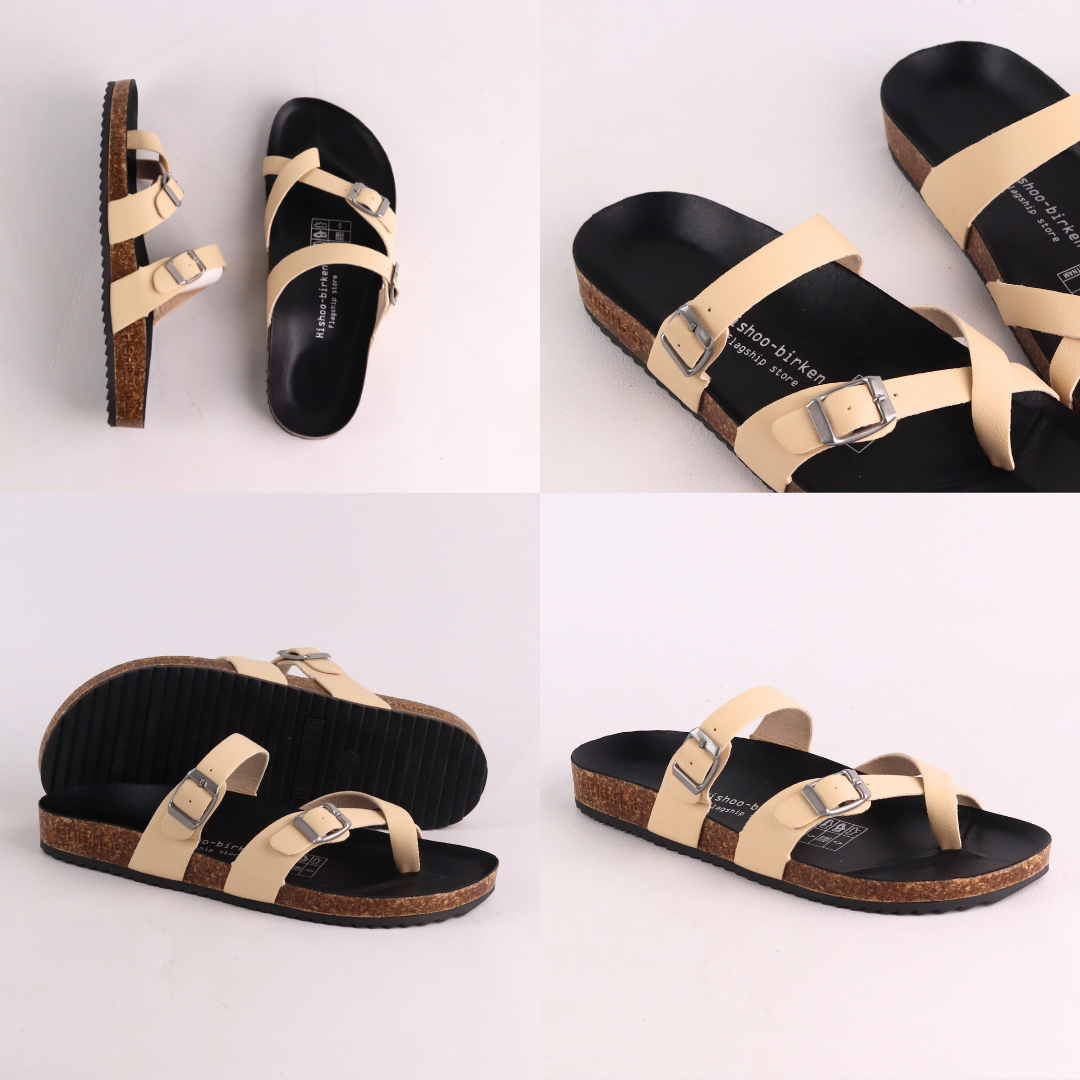 Mô tả Dép Đế Trấu Nam Nữ Birken Xỏ Ngón Da Tổng Hợp Công Sở Văn Phòng Đi Chơi giày sandal Hishoo ulzzang S098 - 10