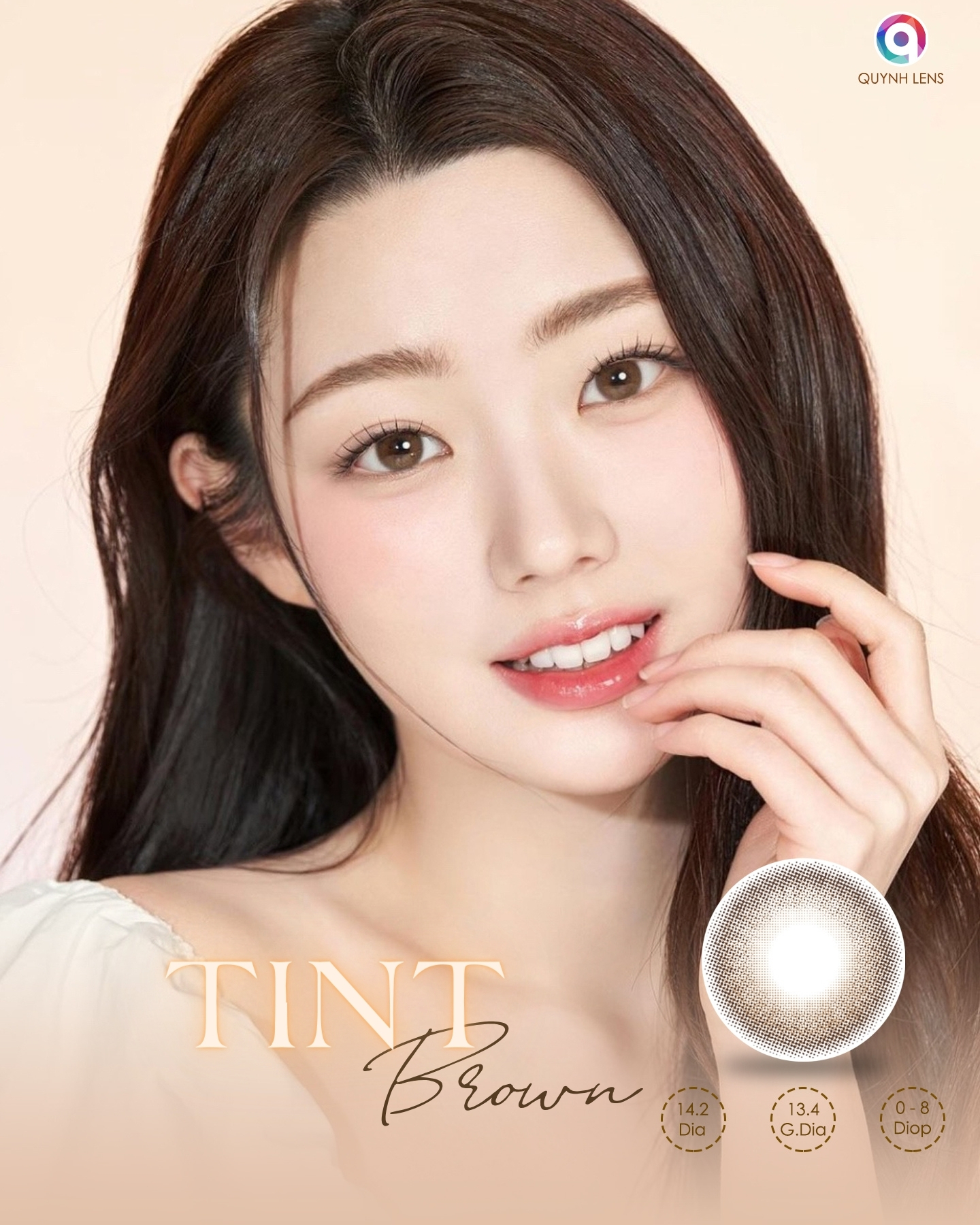 Mô tả Kính áp tròng QUYNH LENS Tint Brown 0-8 độ - 2