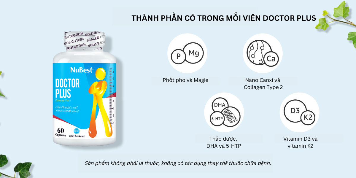 Mô tả [Combo 3 Tặng 1] Thực Phẩm Bảo Vệ Sức Khỏe Cho Độ Tuổi 10 đến 20 - Hỗ Trợ Tăng Chiều Cao Doctor Plus - 1
