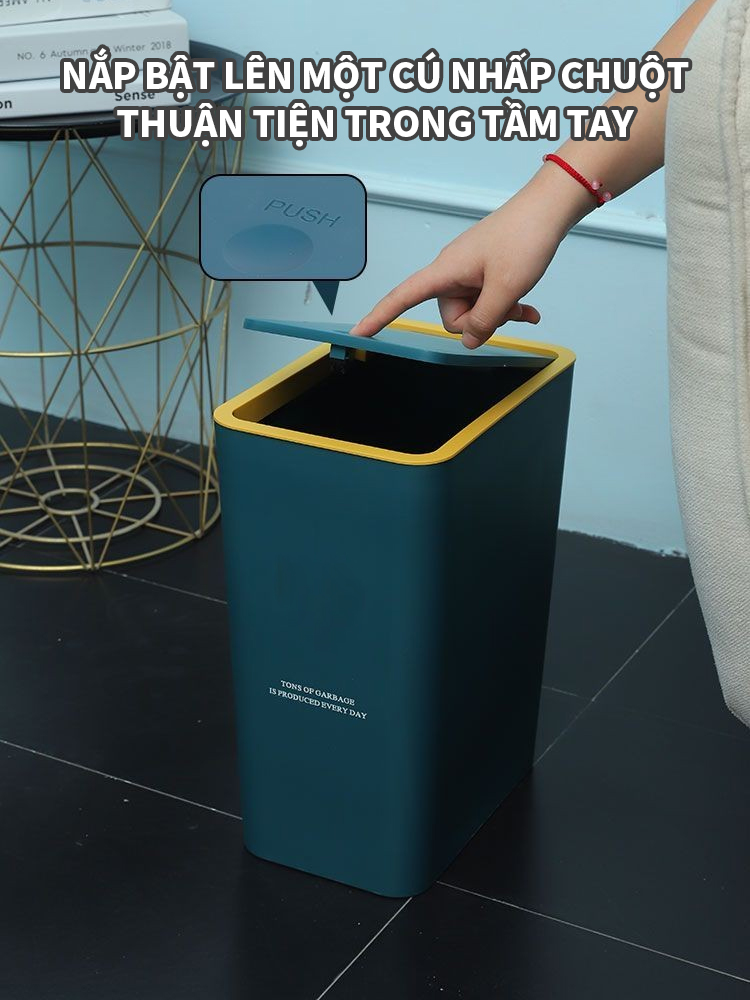 ICON Thùng rác có nắp chống thấm nước khử mùi thiết kế bật lên bằng nút ...