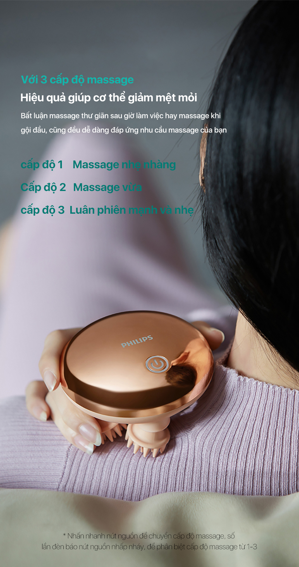 Máy massage da đầu Philips 1301 các chế độ