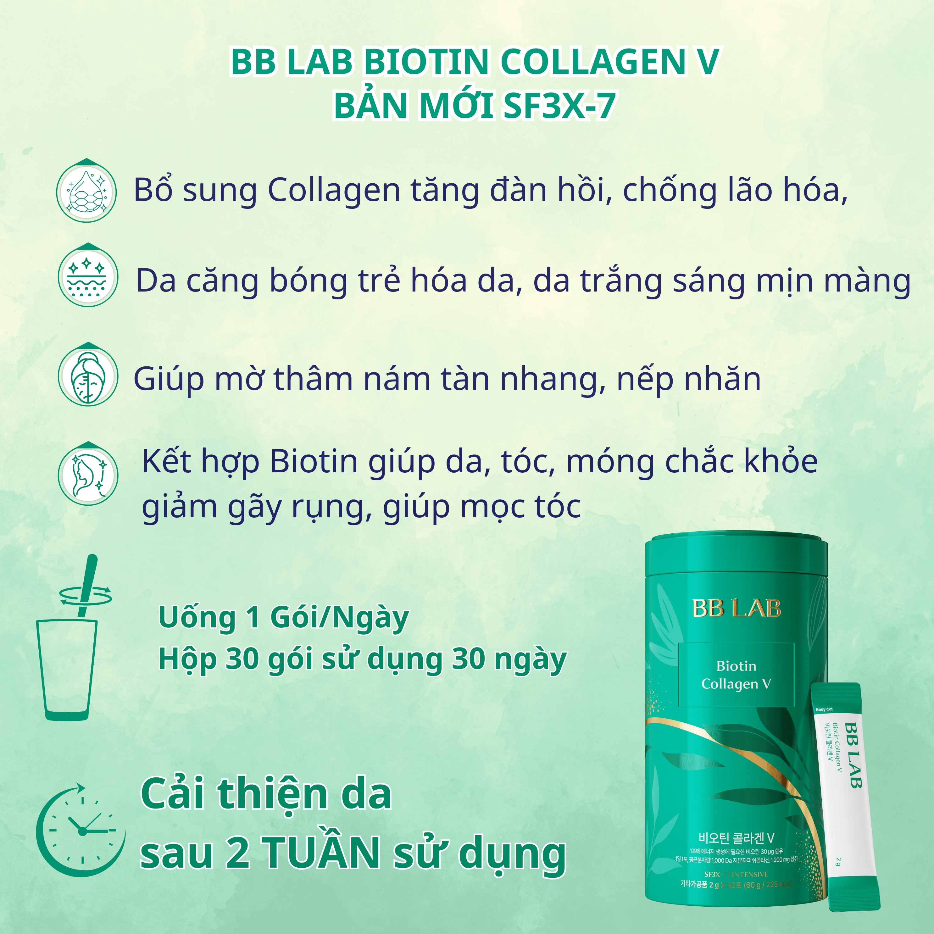 Mô tả Bột BB LAB Biotin Collagen V Chống Lão hóa, Giảm Nếp Nhăn, Da Và Tóc Chắc Khỏe Giảm Gãy Rụng, Mọc Tóc Hộp 30 Gói/Hộp - 5