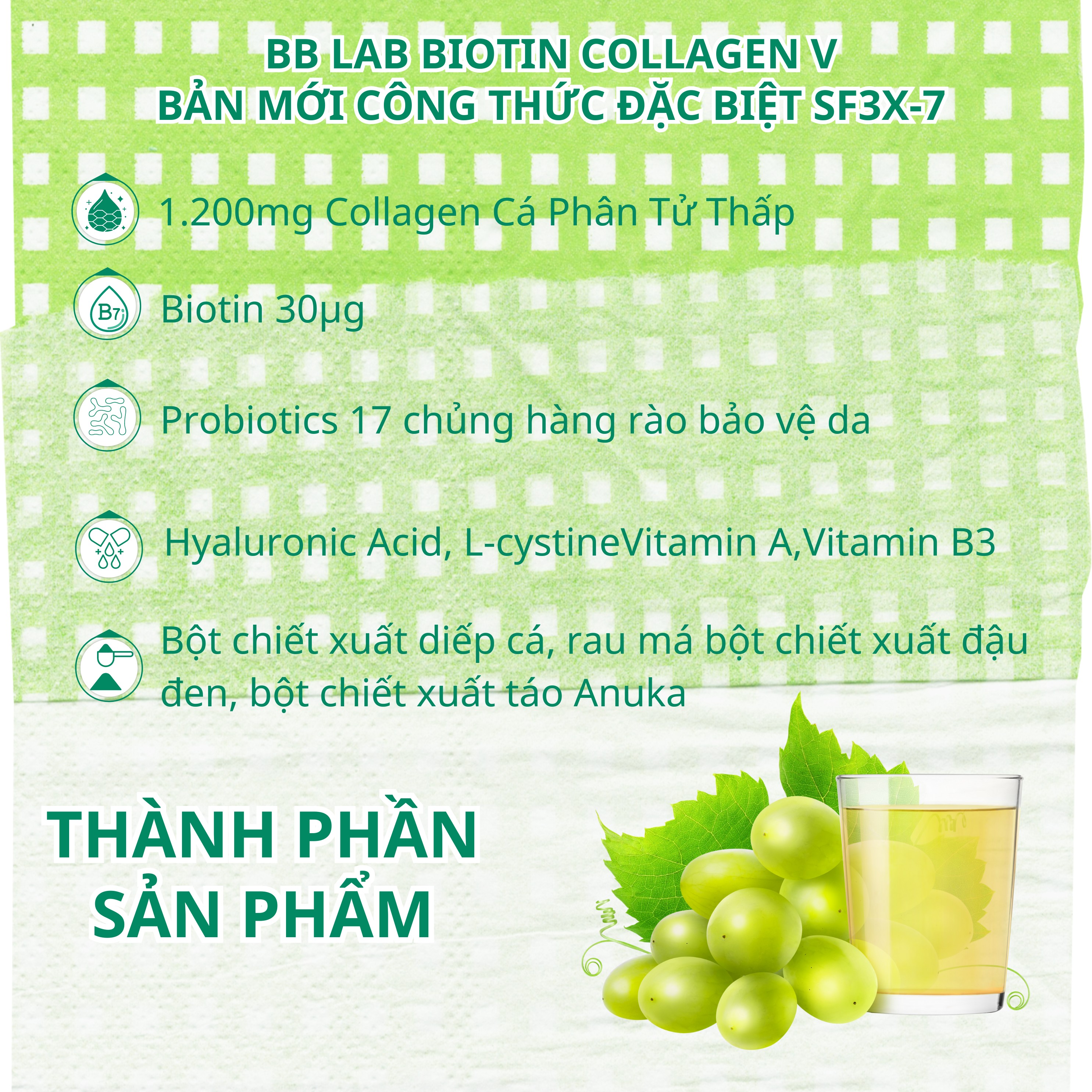 Mô tả Bột BB LAB Biotin Collagen V Chống Lão hóa, Giảm Nếp Nhăn, Da Và Tóc Chắc Khỏe Giảm Gãy Rụng, Mọc Tóc Hộp 30 Gói/Hộp - 4