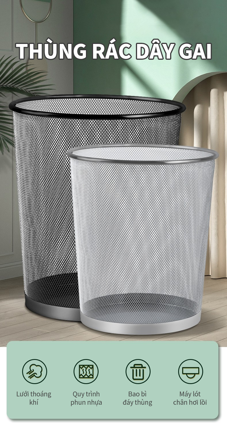 ICON Thùng Rác Văn Phòng Lưới Kim Loại Cao 26cm | Shopee Việt Nam