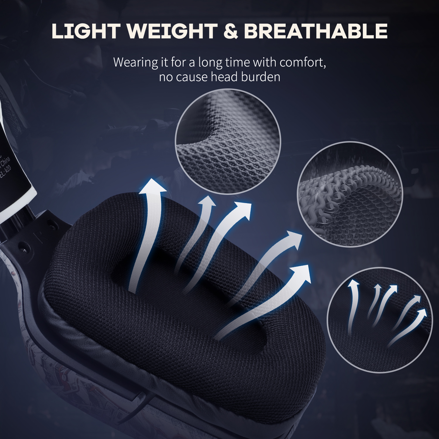 Mô tả Tai Nghe Chơi Game Chuyên Nghiệp Onikuma K20 - Có Dây Có Mic Đèn Led RGB - Hàng Chính Hãng - 3