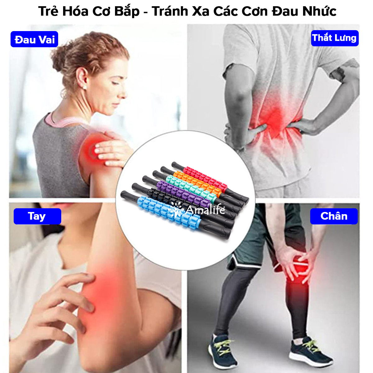 Mô tả Con Lăn 9 Răng, Gậy Lăn Massage Roller Stick Giãn Cơ Mát Xa Tập Yoga Thư Giãn Toàn Thân Đa Năng Chính Hãng Amalife - 4