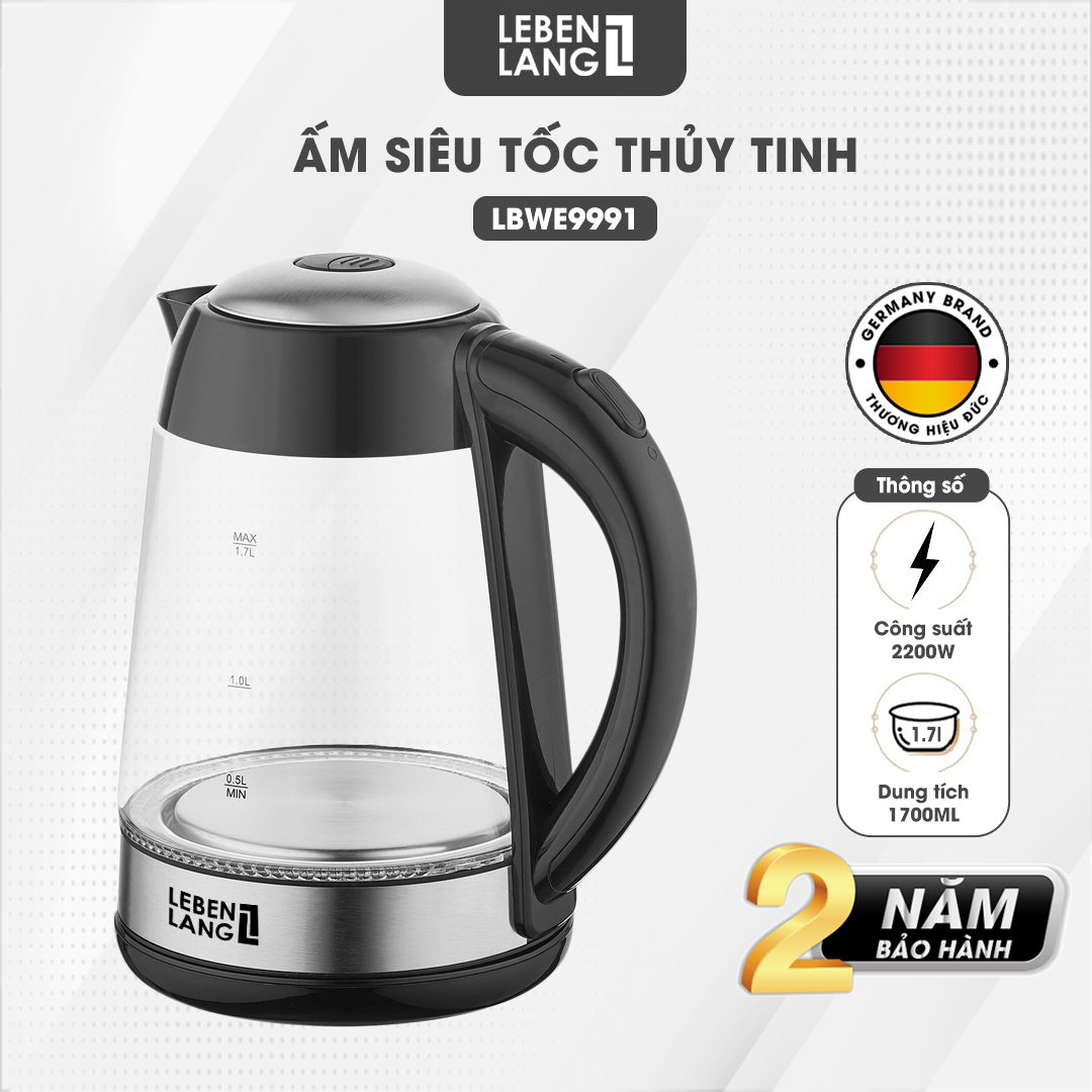 Ấm siêu tốc thủy tinh Lebenlang LBWE9991