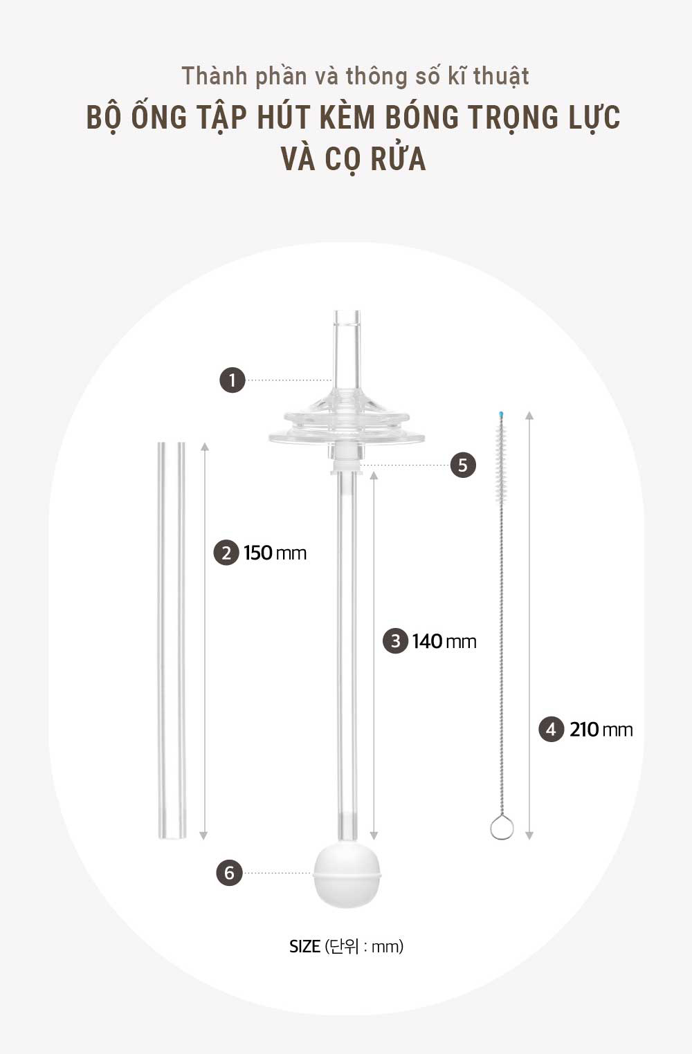 Mô tả Bộ ống tập hút kèm bóng trọng lực và cọ rửa Spectra - 3
