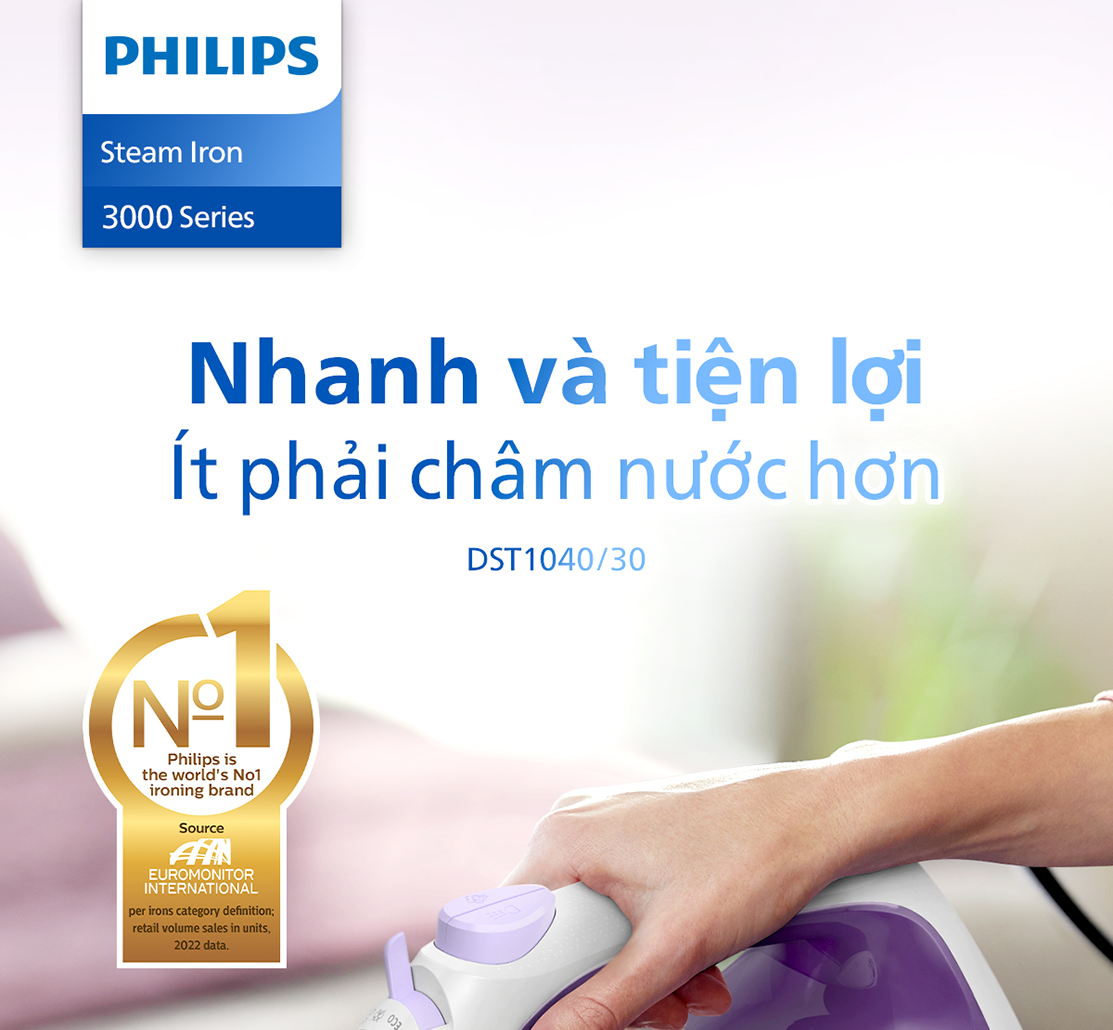 Mô tả BÀN ỦI HƠI NƯỚC Philips DST1040/30 | 2000W | mặt đế chống dính - Hàng Chính Hãng - 1
