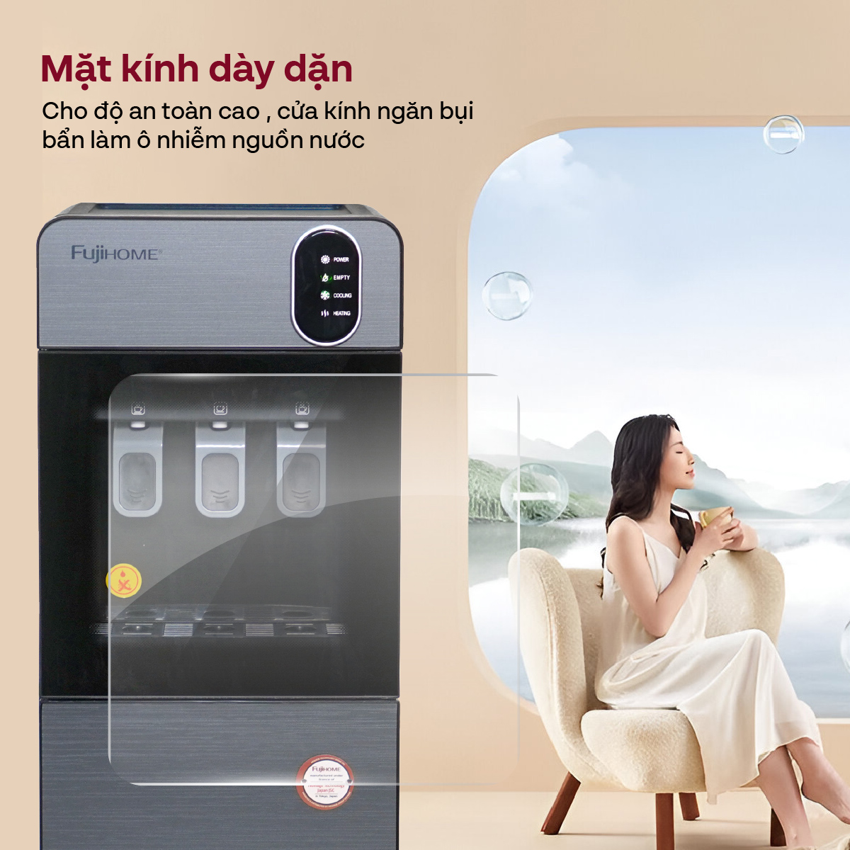 Mô tả Cây nước nóng lạnh FUJIHOME WD11ES bình âm, làm lạnh điện tử, 3 vòi riêng biệt, bảo hành toàn quốc - 4