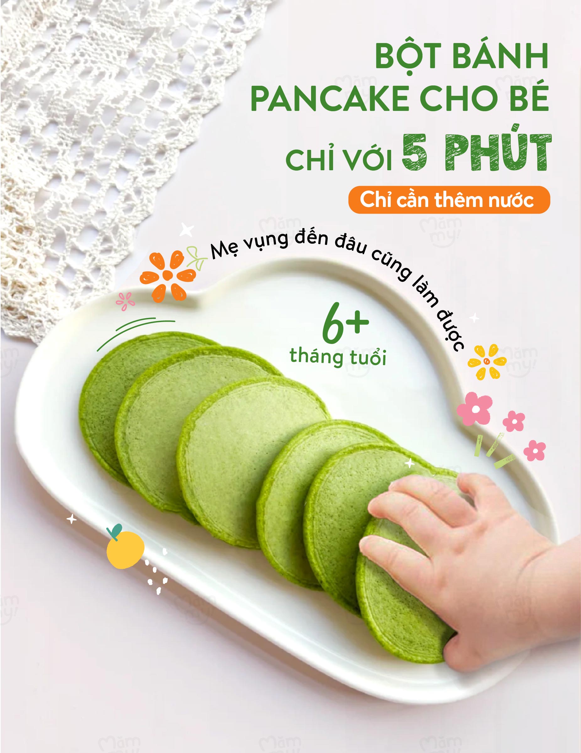 Mô tả Bột làm bánh Pancake Mămmy làm bữa phụ cho bé chỉ với 5 phút bổ sung vitamin, giàu dinh dưỡng - 1