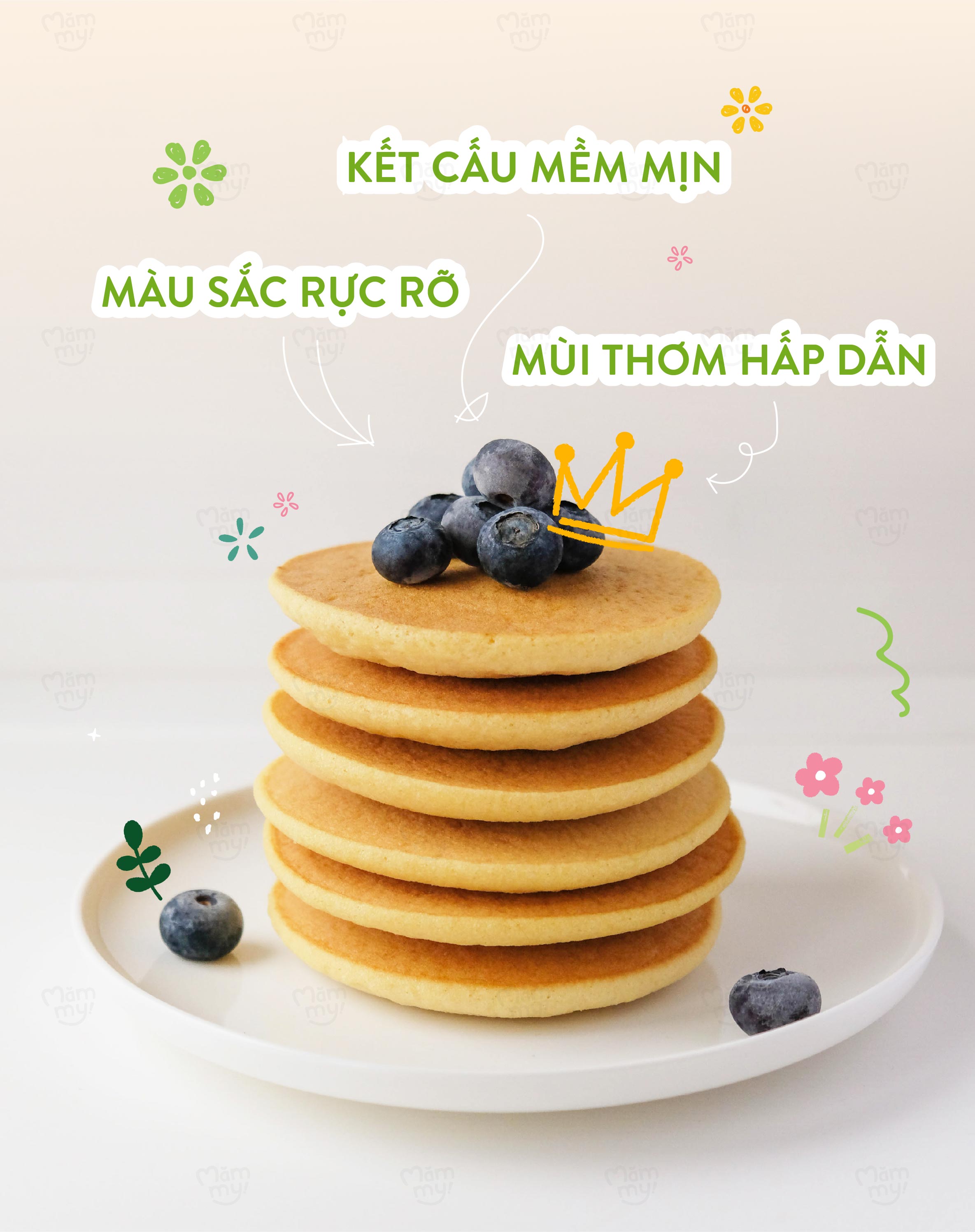 Mô tả Bột làm bánh Pancake Mămmy làm bữa phụ cho bé chỉ với 5 phút bổ sung vitamin, giàu dinh dưỡng - 3
