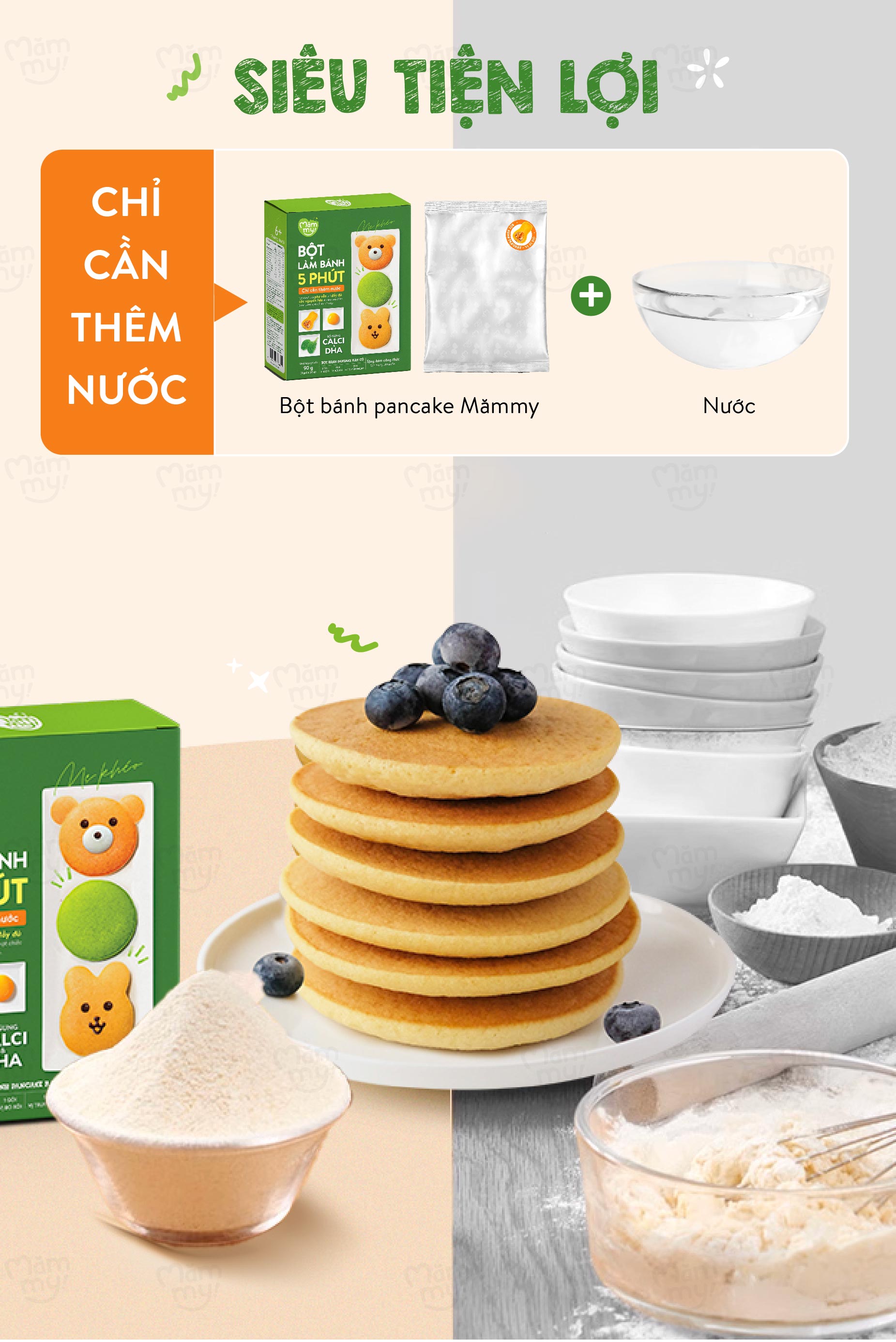 Mô tả Bột làm bánh Pancake Mămmy làm bữa phụ cho bé chỉ với 5 phút bổ sung vitamin, giàu dinh dưỡng - 8