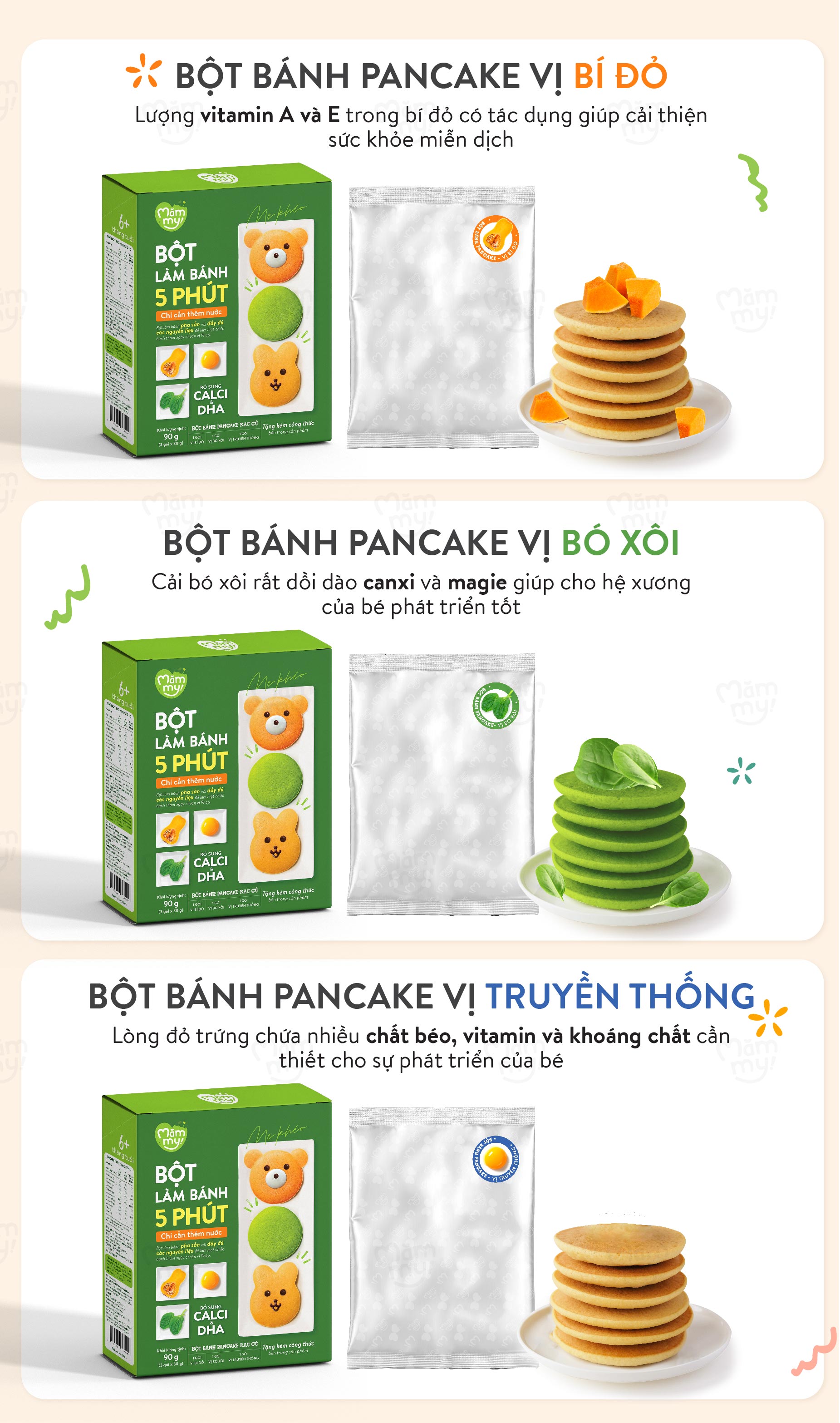 Mô tả Bột làm bánh Pancake Mămmy làm bữa phụ cho bé chỉ với 5 phút bổ sung vitamin, giàu dinh dưỡng - 9