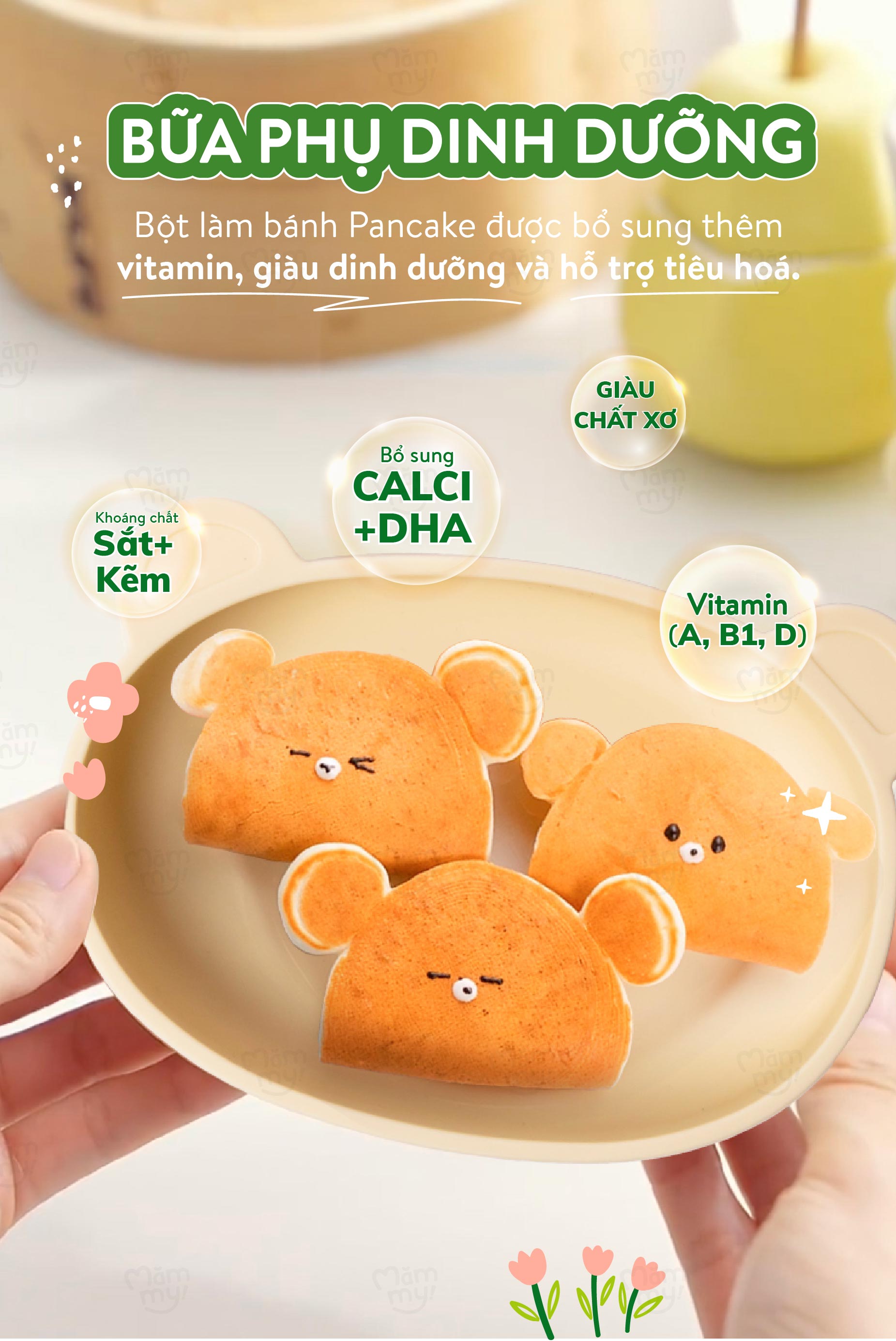 Mô tả Bột làm bánh Pancake Mămmy làm bữa phụ cho bé chỉ với 5 phút bổ sung vitamin, giàu dinh dưỡng - 2