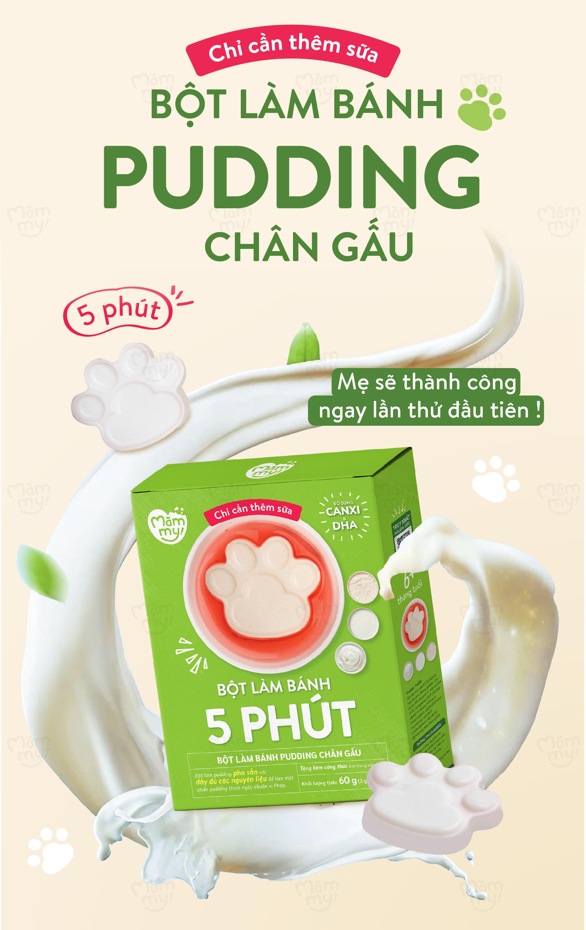 Mô tả Bột làm bánh Pudding chân gấu Mămmy làm bữa phụ cho bé chỉ 5 phút bổ sung vitamin, hỗ trọ tiêu hóa - 2