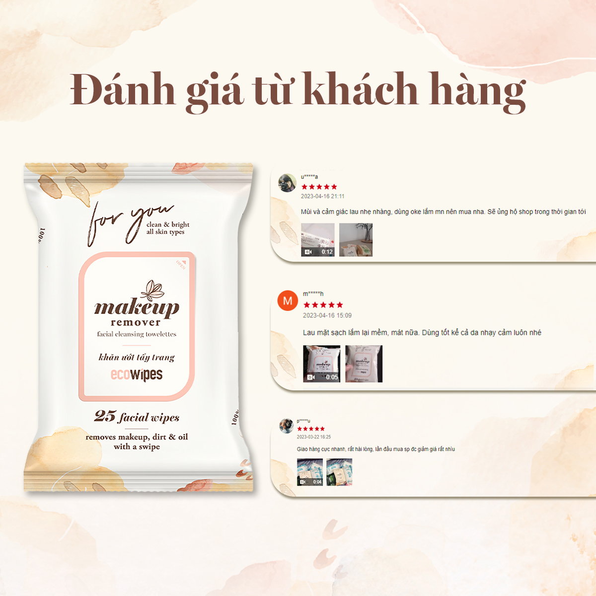 Mô tả Khăn tẩy trang ECOWIPES Facial Cleansing Towelettes Makeup Remover, 25 Tờ/ Gói - Daily Beauty - 9