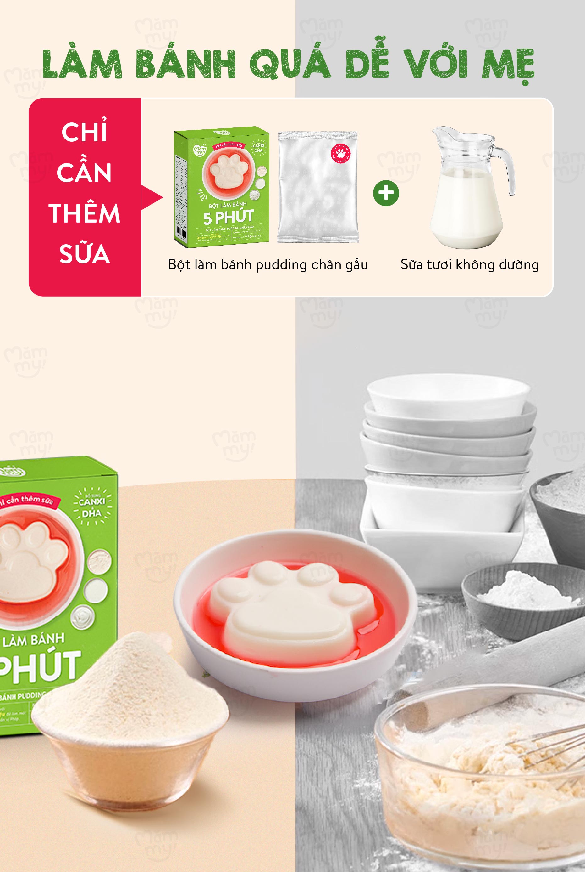 Mô tả Bột làm bánh Pudding chân gấu Mămmy làm bữa phụ cho bé chỉ 5 phút bổ sung vitamin, hỗ trọ tiêu hóa - 9