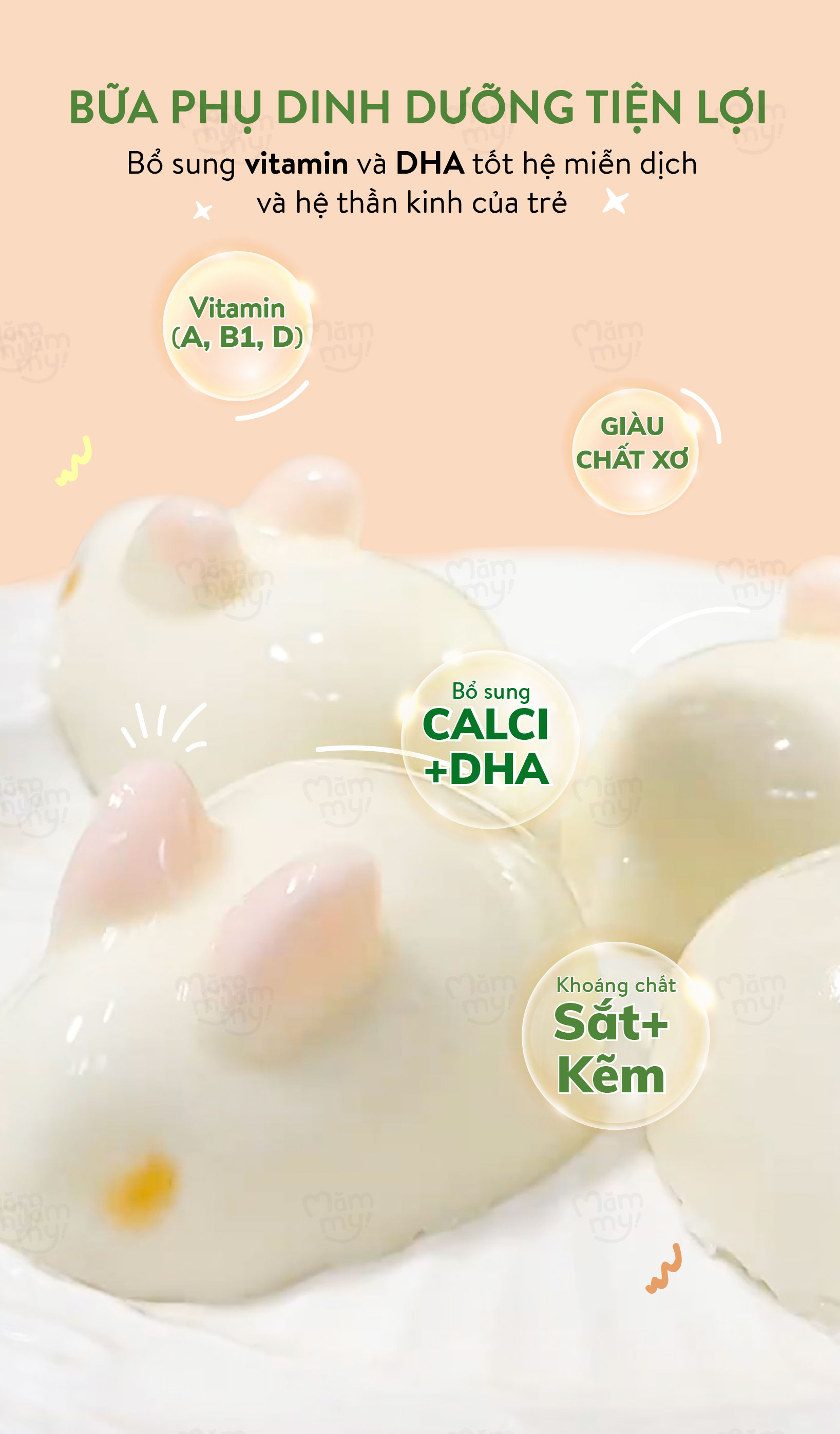 Mô tả Bột làm bánh Panna cotta thỏ núng nính Mămmy làm bữa phụ cho bé chỉ 5 phút bổ sung vitamin và DHA - 3