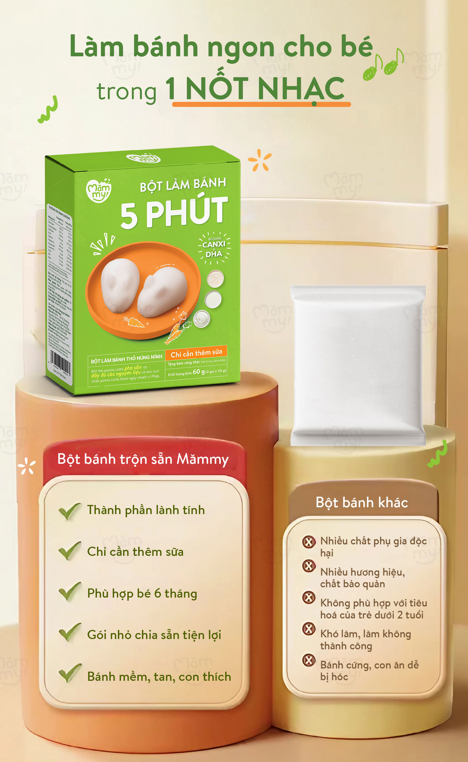 Mô tả Bột làm bánh Panna cotta thỏ núng nính Mămmy làm bữa phụ cho bé chỉ 5 phút bổ sung vitamin và DHA - 7