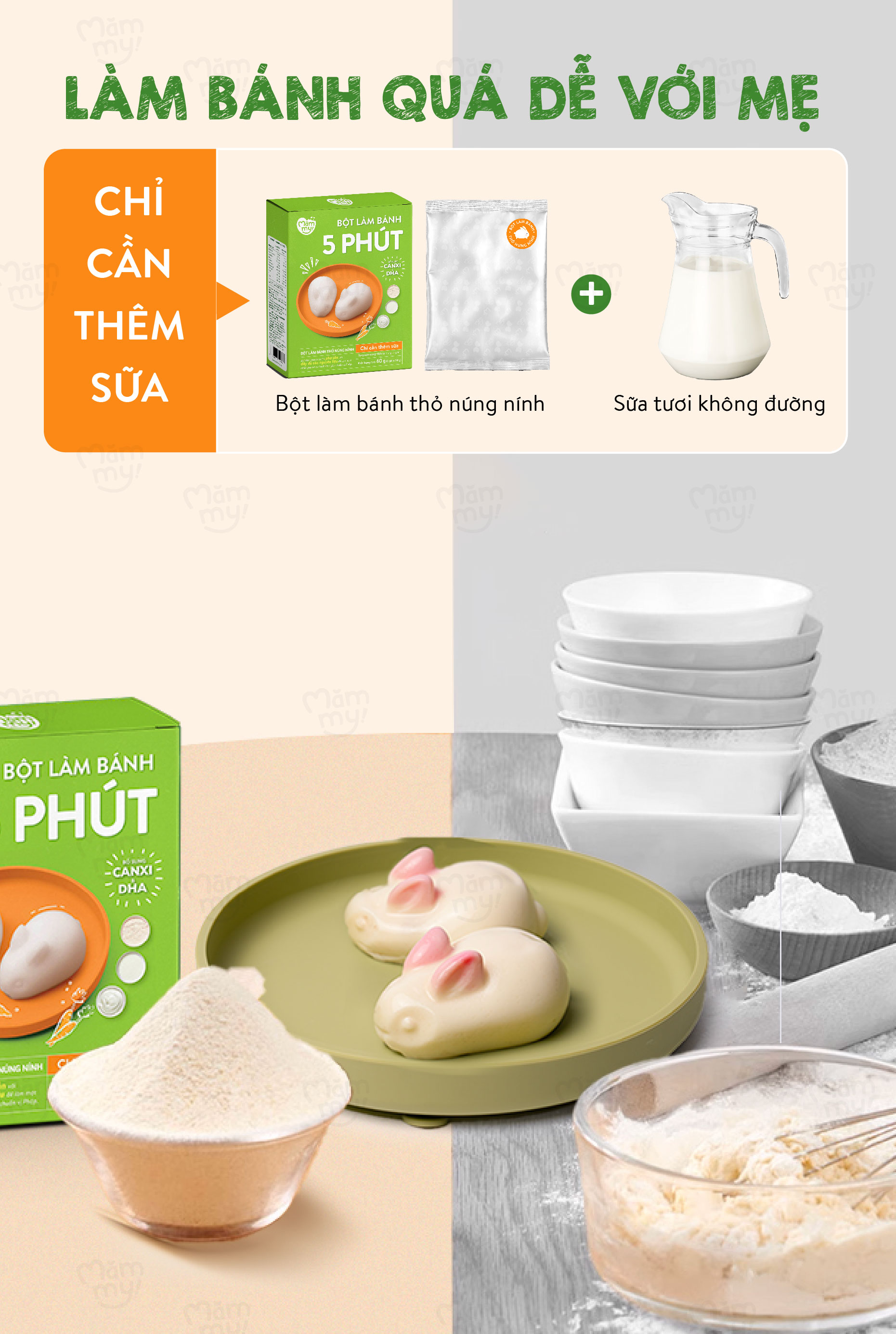 Mô tả Bột làm bánh Panna cotta thỏ núng nính Mămmy làm bữa phụ cho bé chỉ 5 phút bổ sung vitamin và DHA - 8
