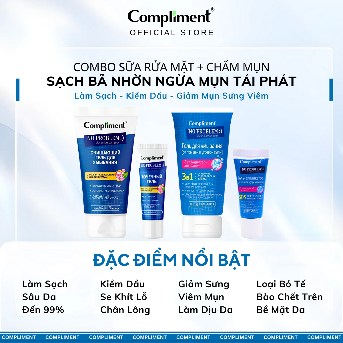 Mô tả Bộ Chăm Sóc Da Mặt Kem Giảm Thâm Chấm Mụn Compliment Smoothe 25ml & Sữa Rửa Mặt Da Dầu Mụn 200ml - 1
